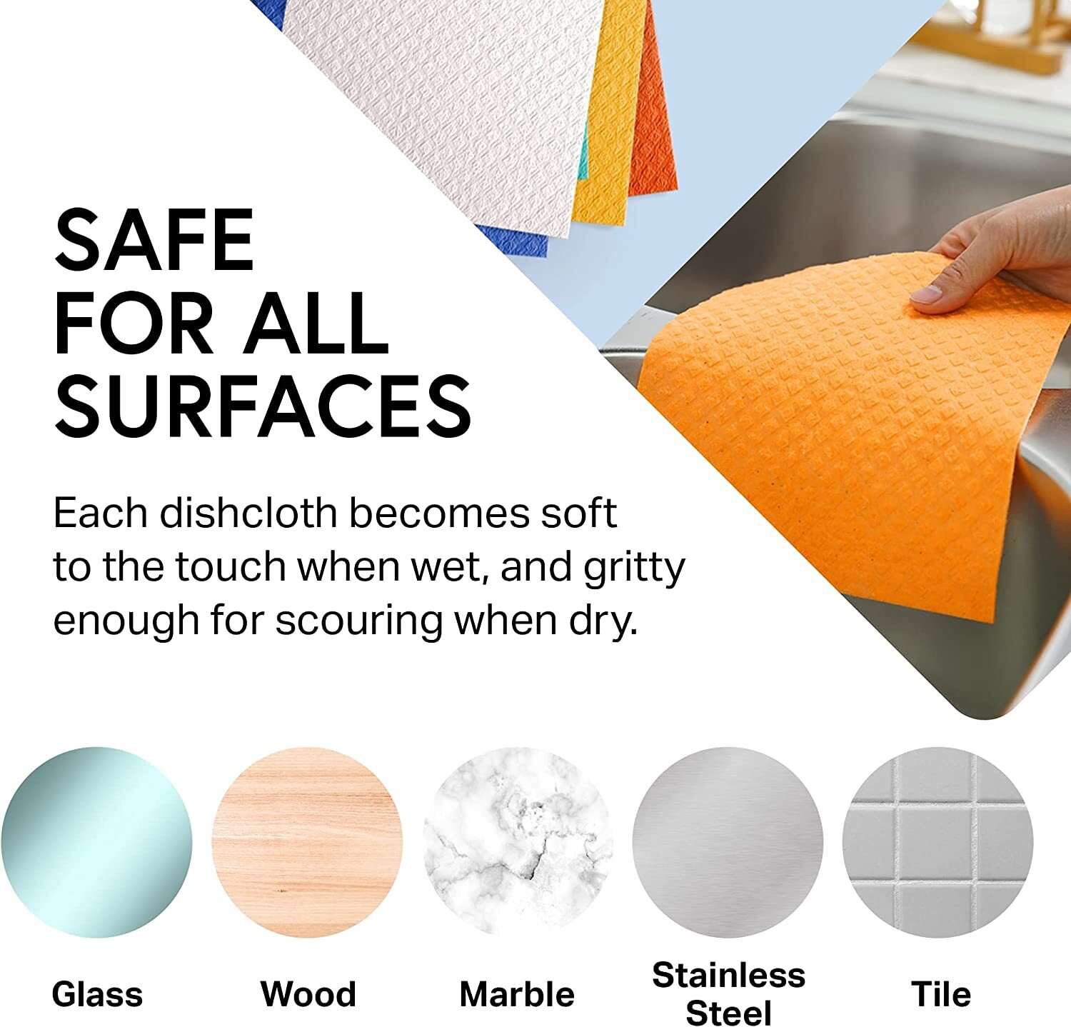 Swedish Wholesale Swedish DishCloths for Kitchen- 10 Pack Reusable Paper Towels for Counters & Dishes - Eco Friendly Cellulose Sponge Cloth - Assorted