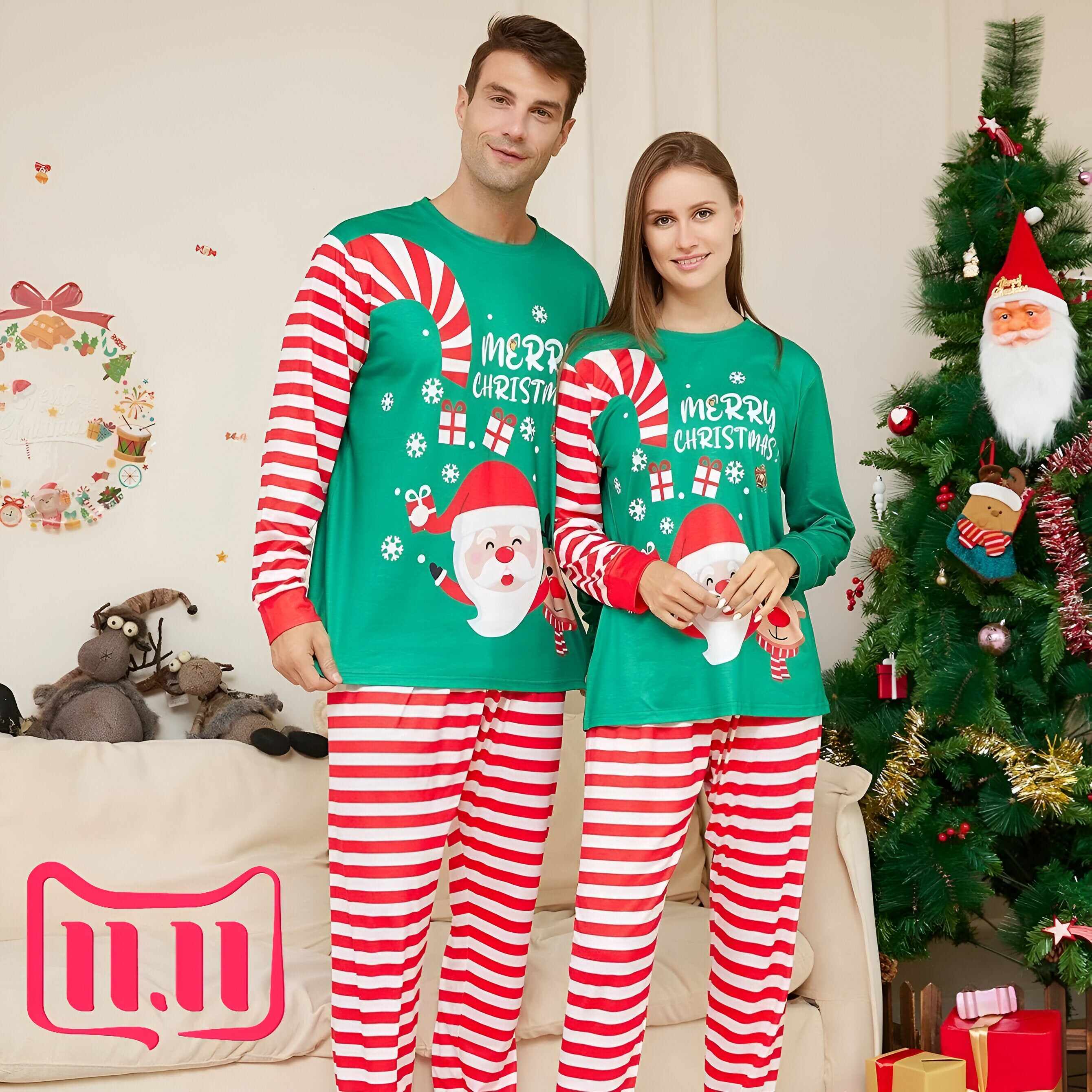 Kids Candy Cane Matching Family Christmas Pajamas