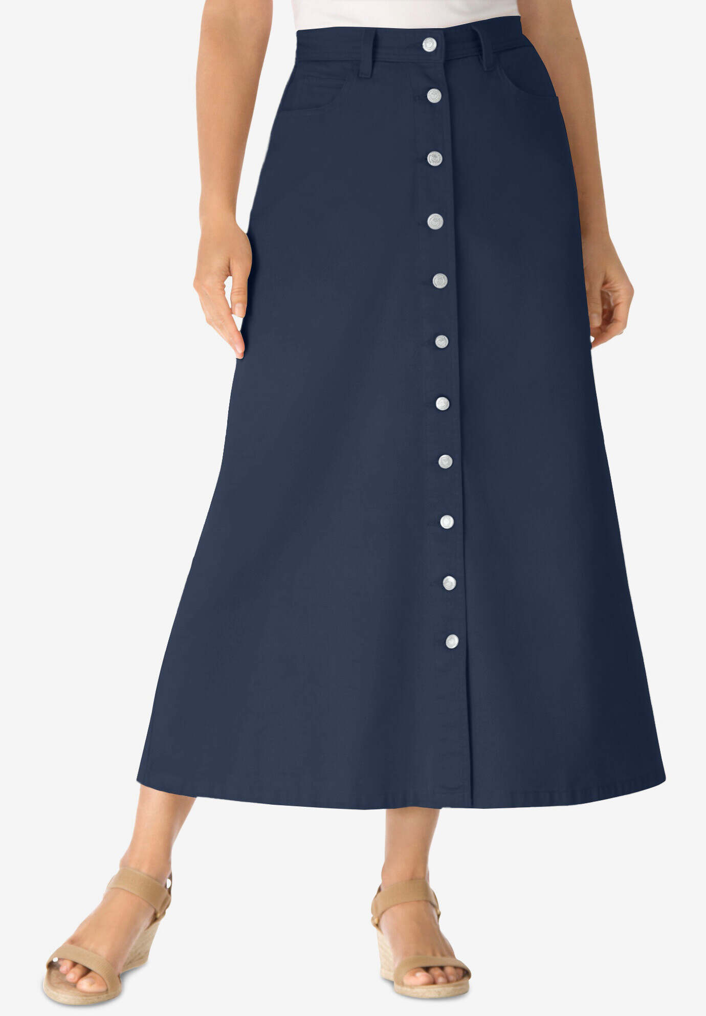 Perfect Cotton Button Front Skirt