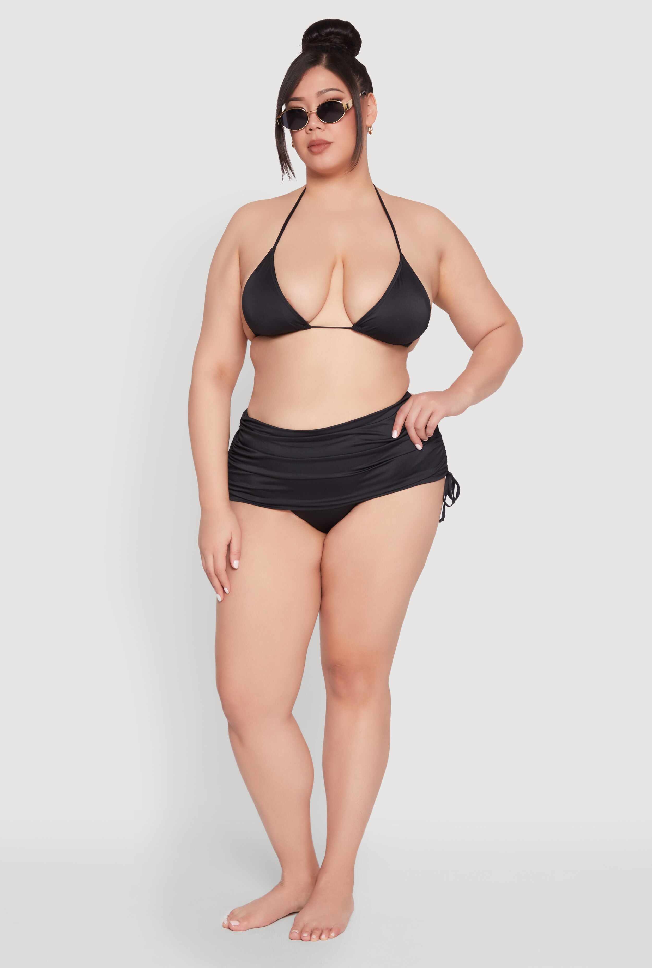 Plus Size Ruched Drawstring Swim Skirt