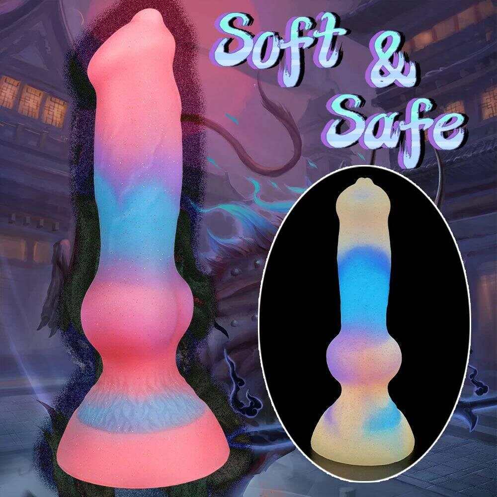 Super Soft Luminous Dog Dildo – Monster-Inspired Suction Cup Anal Toy
