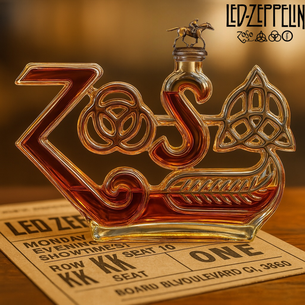 Led Zeppelin Zoso Symbols Whiskey Bottle