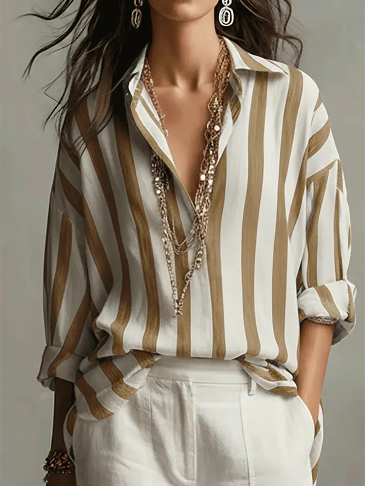🔥Summer Arrivals🌟Cozy Striped Linen-cotton Shirt Top