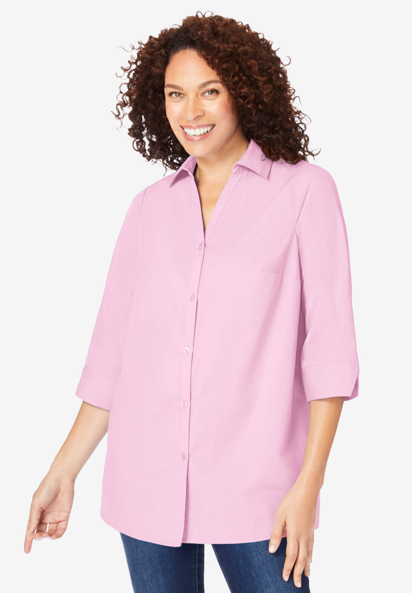 Perfect Three-Quarter Sleeve Back Pleat Shirt