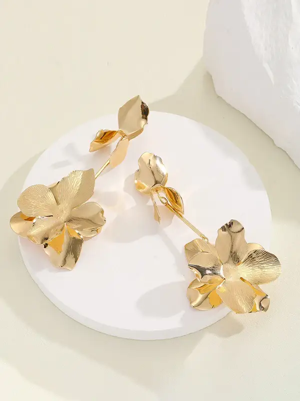Sculptural Flower Drop Earrings