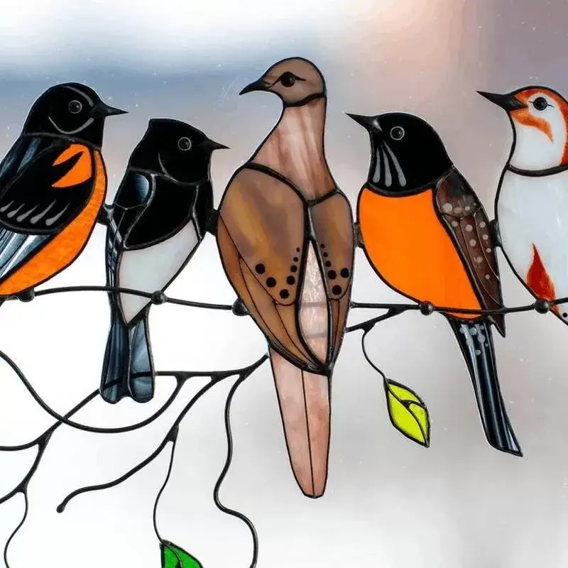 🐦🔥 Last Day 70% OFF-Birds Stained  Window  Panel Hangings🎁