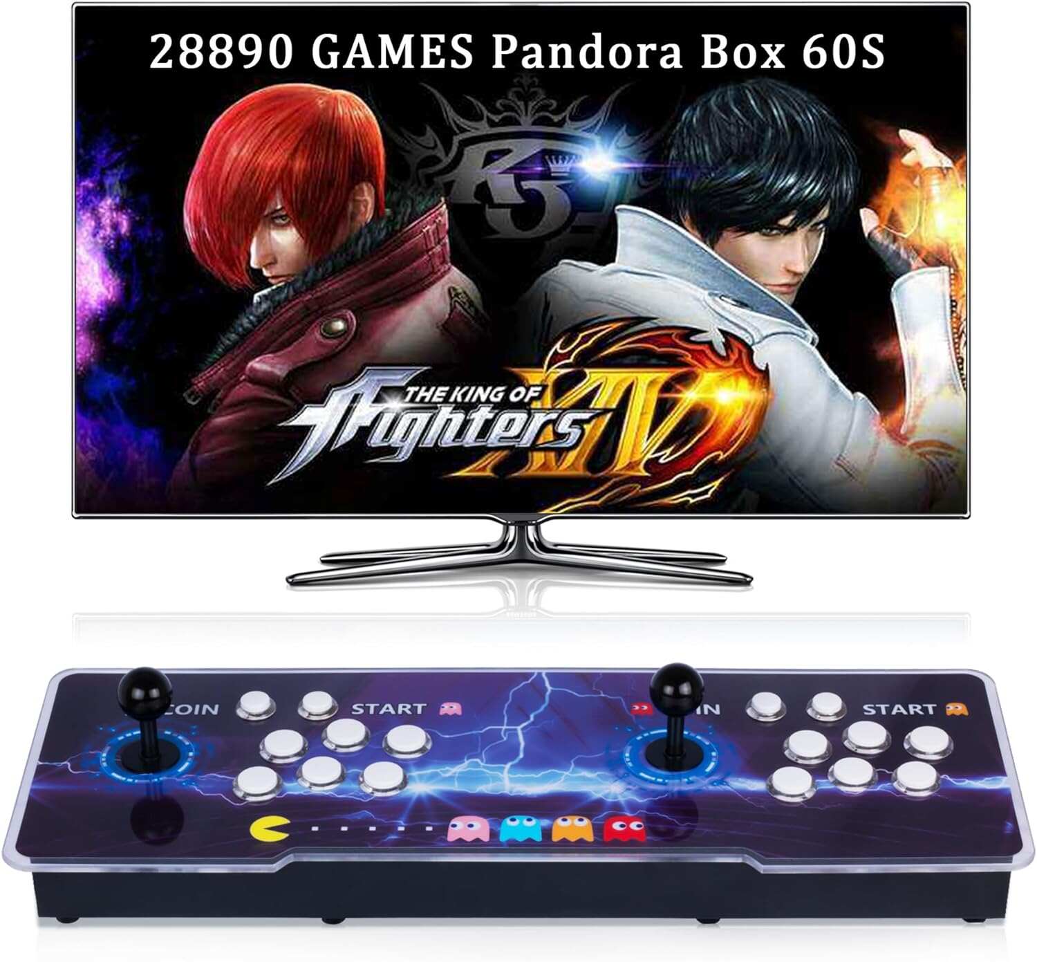 28890 in 1 Arcade Game Console Pandoras Box 60S, Retro Game Machine for PC & Projector & TV, 2-4 Players, 3D Games, Search/Hide/Save/Load/Pause Games, 1280X720, Separate Console
