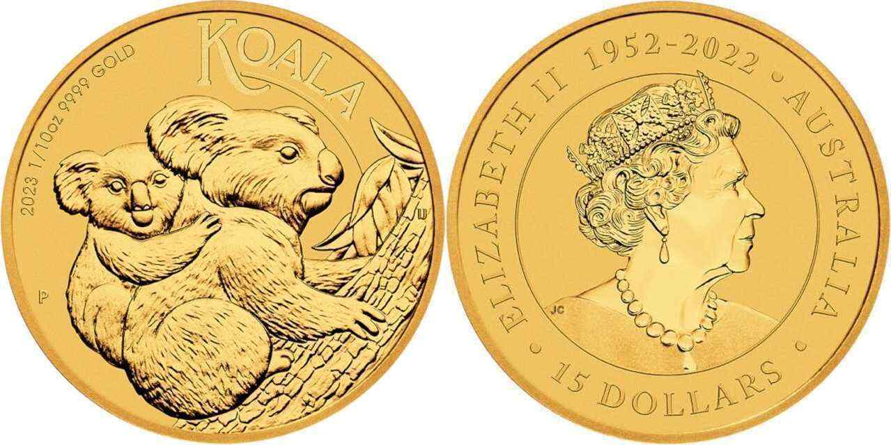 Perth Mint 1/10 Oz 24Kt 9999 Gold Australian Koala 2023 Bullion Coin