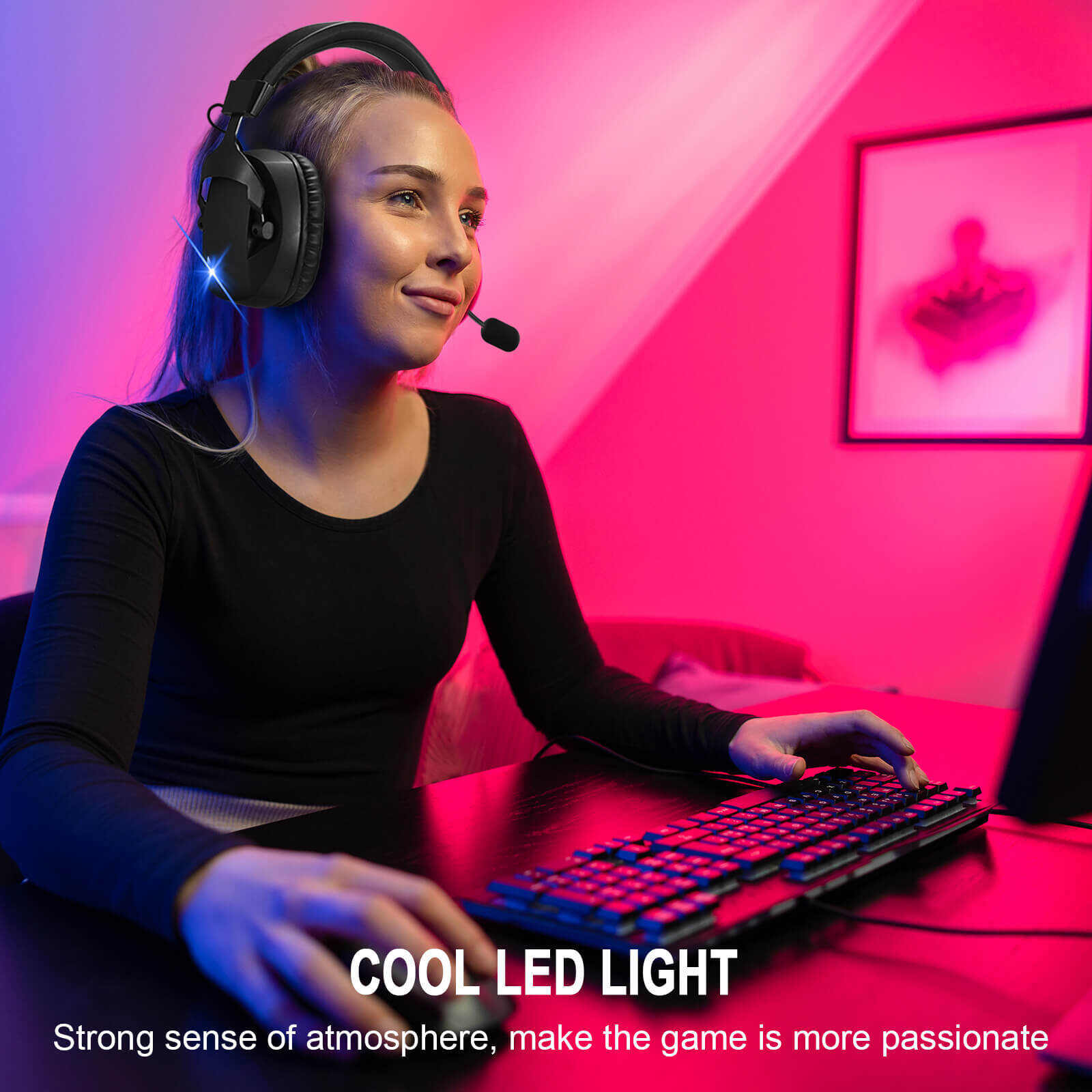 Wireless Gaming Headset With Noise Cancelling Microphone, 2.4G & Wireless Dual Mode Gaming Headphones, Wireless Headset Suitable For PC, PS4, PS5, Smart Phone, Mac, Laptop