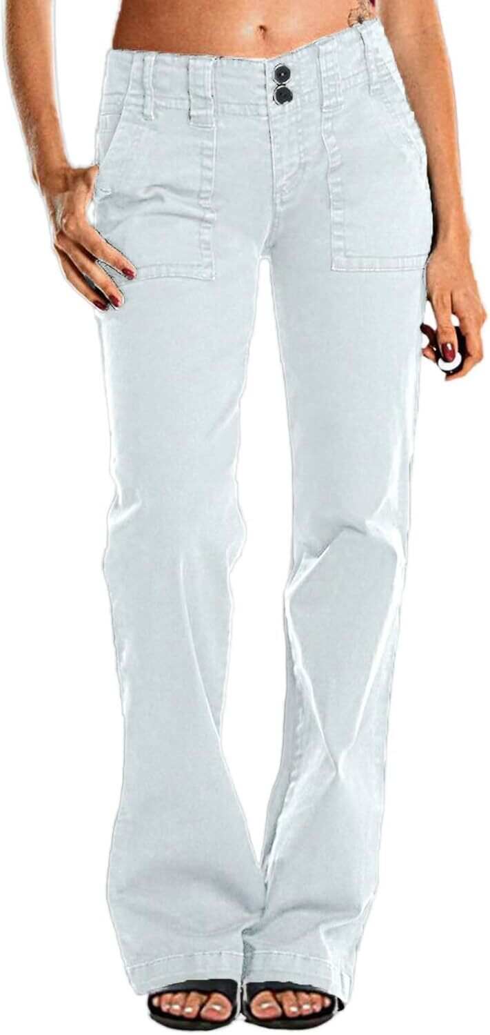 ⚡FINAL SALE⚡- Double Button Mid Waist Straight Leg Pants