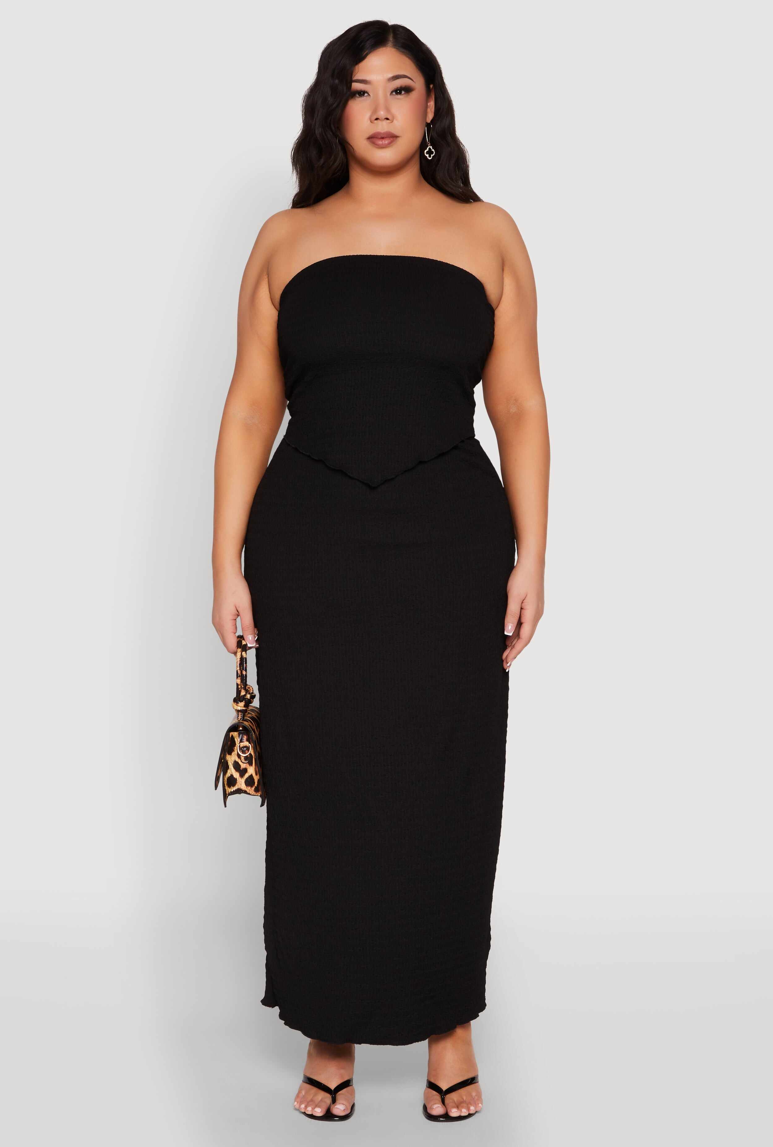 Plus Size Almost Famous Textured Hanky Hem Tube Top