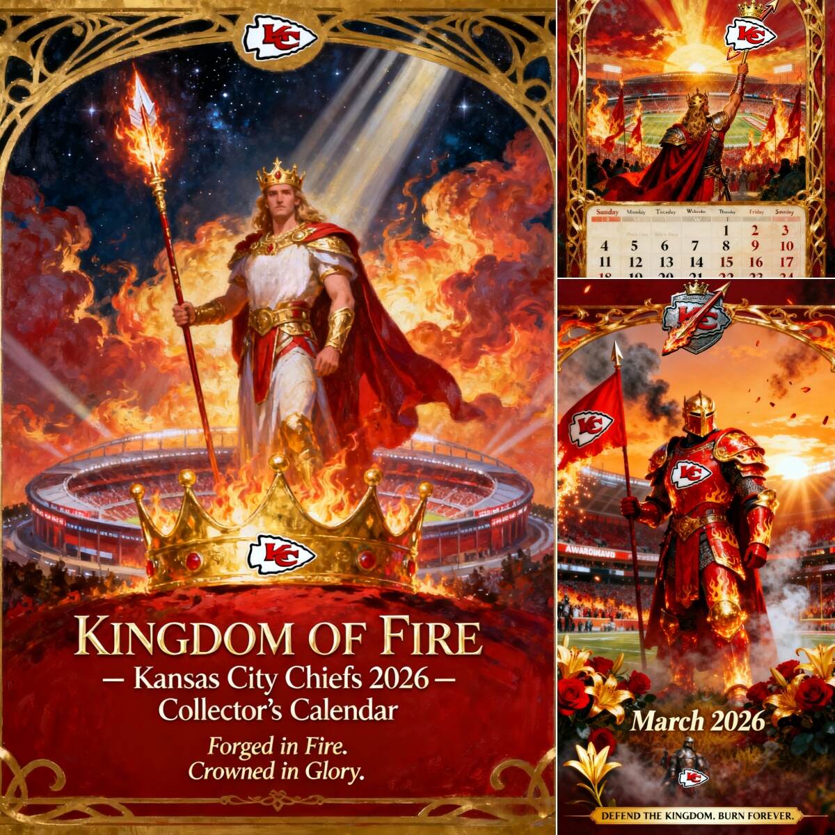 🏈 Kingdom of Fire – Kansas City Chiefs 2026 Collector’s Calendar