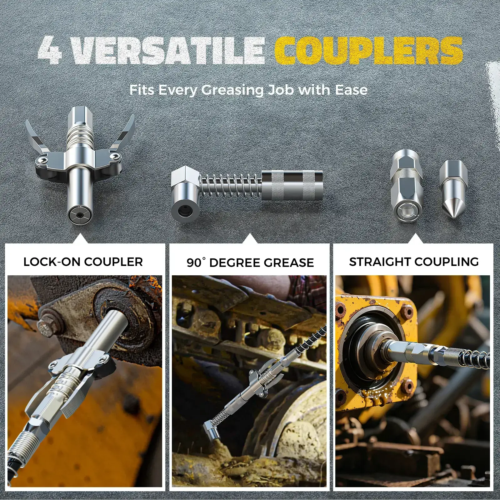 12000PSI High Pressure Electric Grease Gun Dual Grip Design with Long Flexible Hose