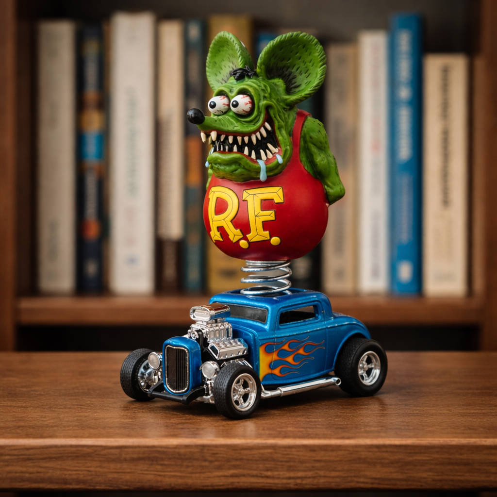 Rat Fink Hot Rod Dashboard Spring Bobblehead Ornament