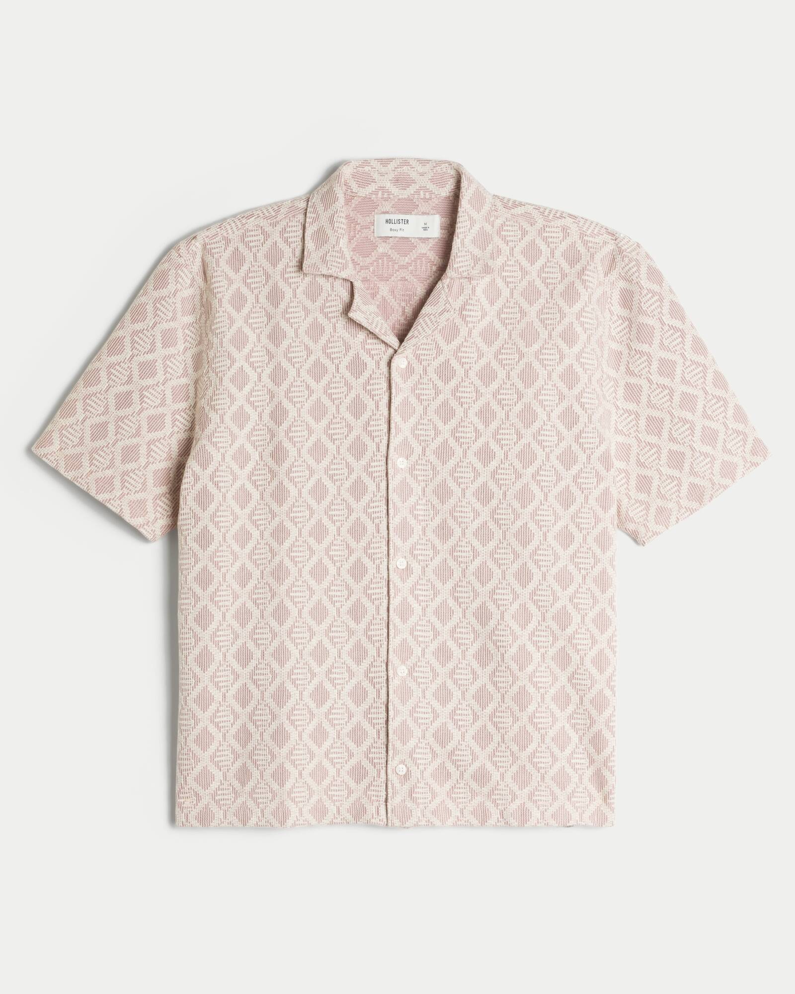 Boxy Short-Sleeve Crochet-Style Shirt