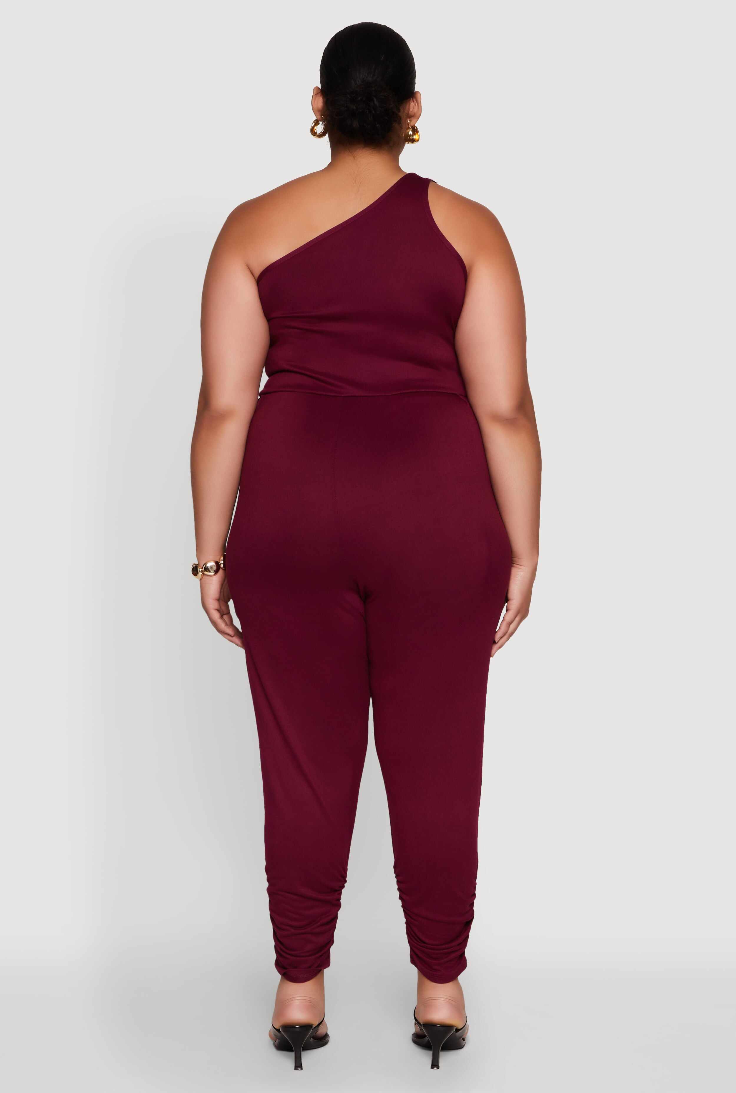 Plus Size Keyhole One Shoulder Jumpsuit