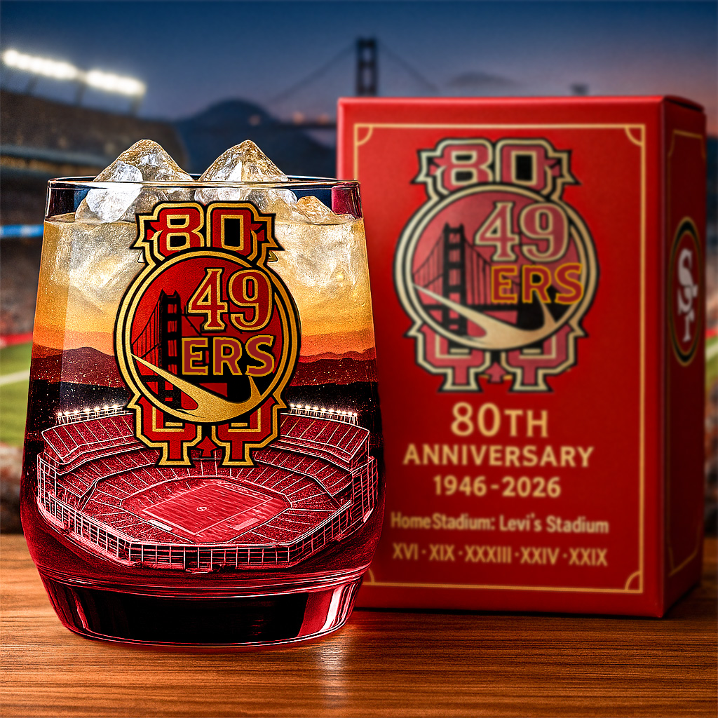 San Francisco 49ers 80th Anniversary Whiskey Glass