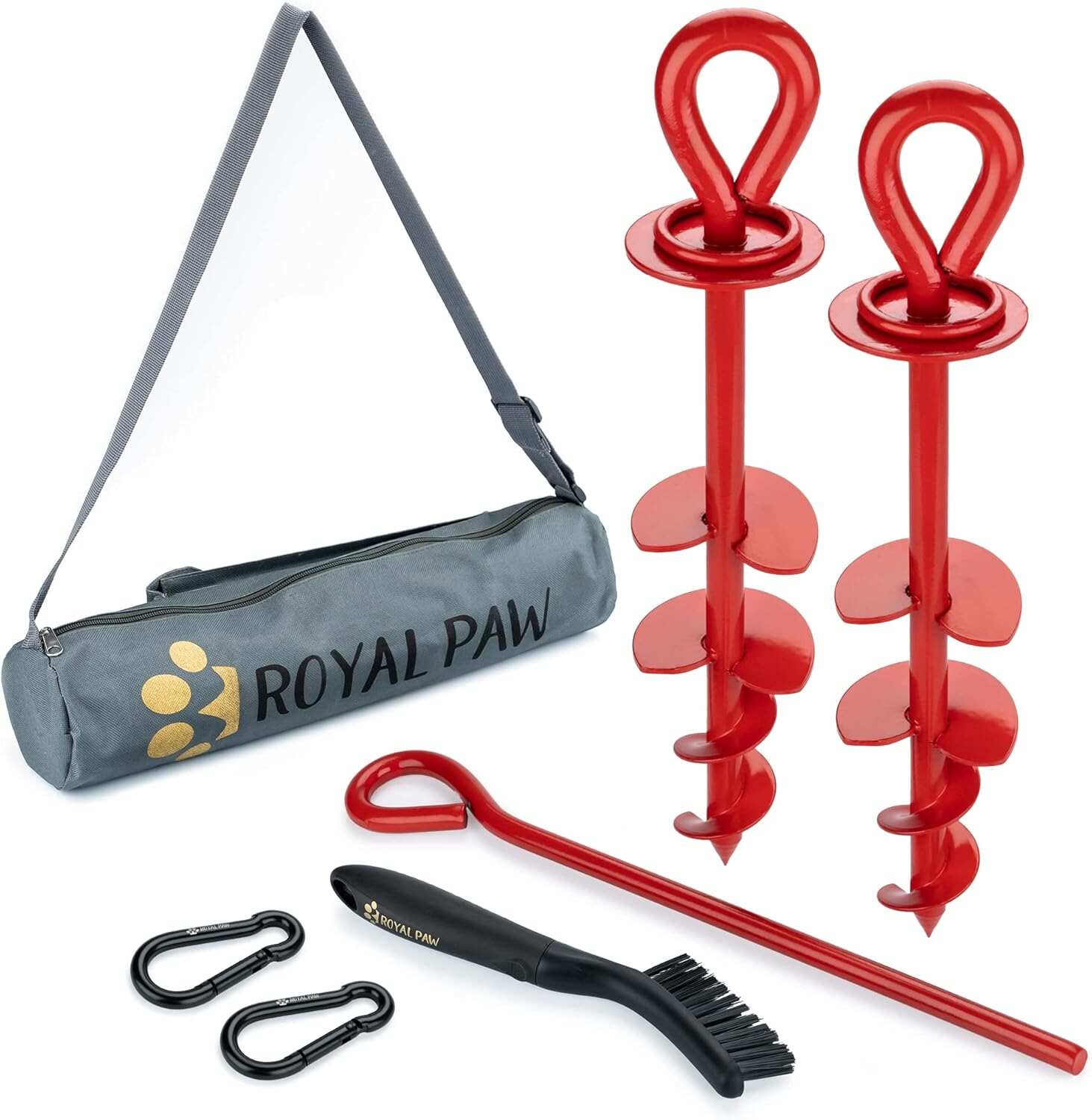 ROYAL-PAW Dog Tie Out Stake - for Large Dogs up to 210 lbs - Heavy Duty Dog Stake for Yard, Beach & Camping Outside - Best in Ground Anchor for a Dog Cable, Leash, Lead Tether (1, Midnight Black)
