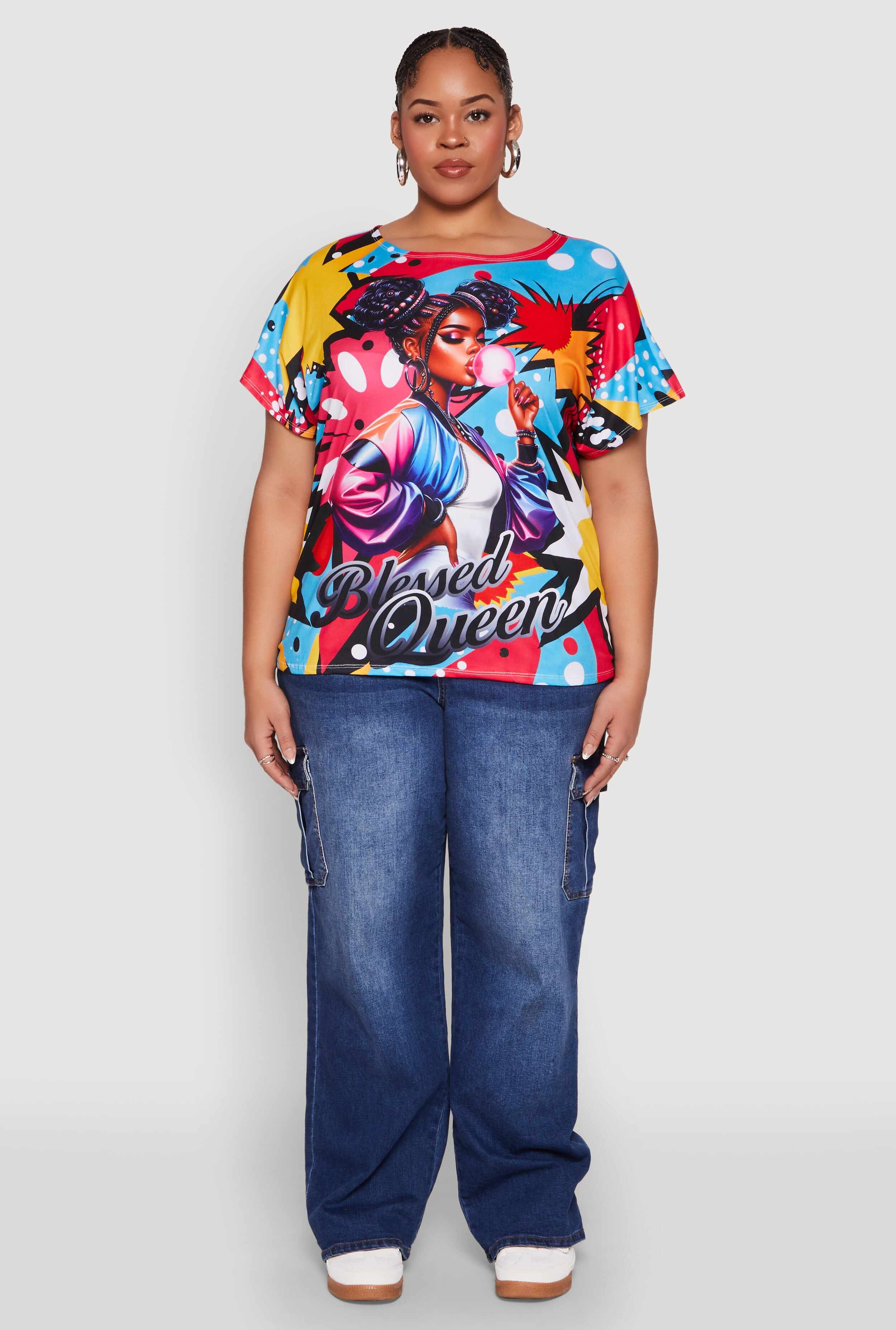 Plus Size Blessed Queen Graphic Tee