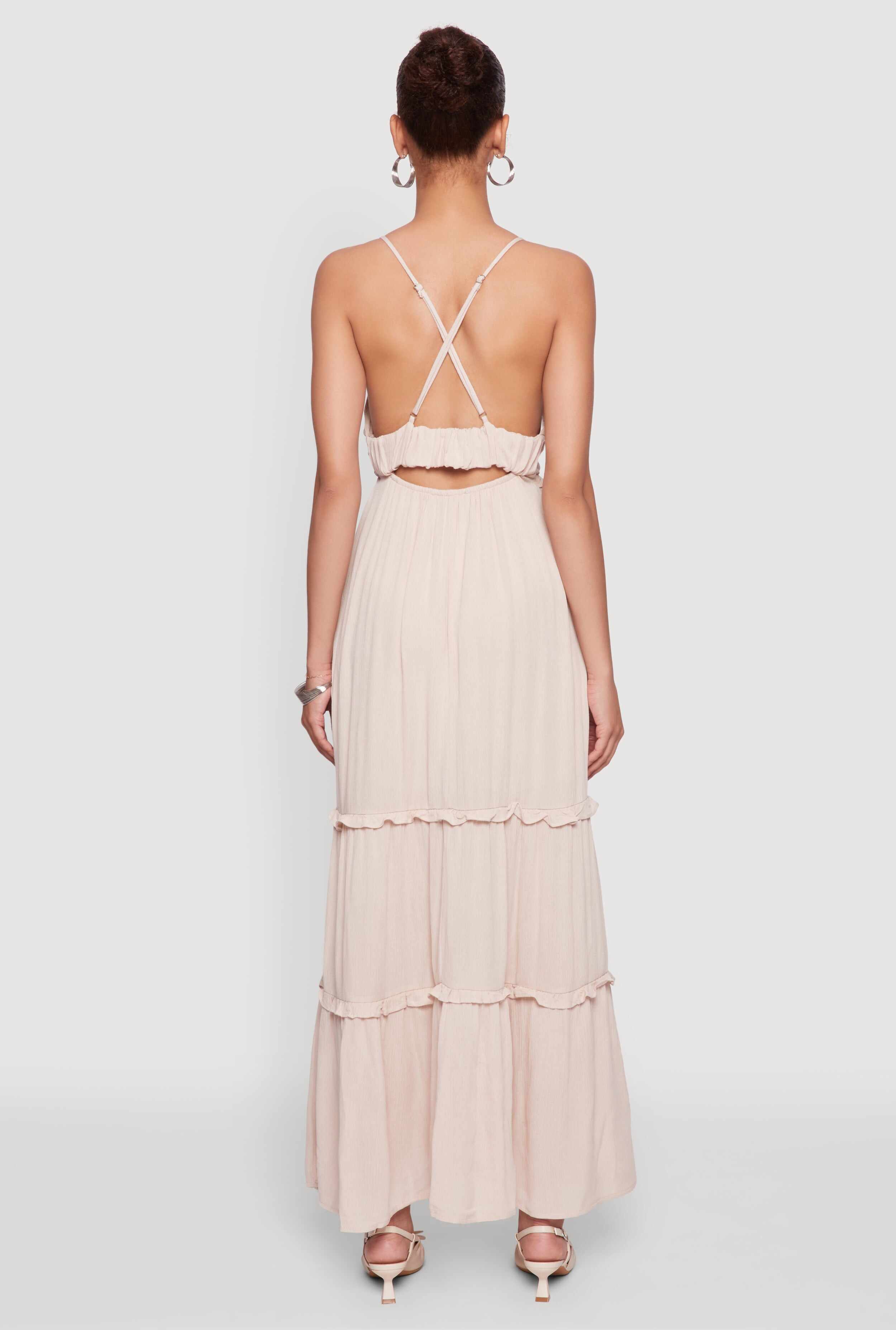 Gauze Knit Sleeveless Maxi Tiered Sundress