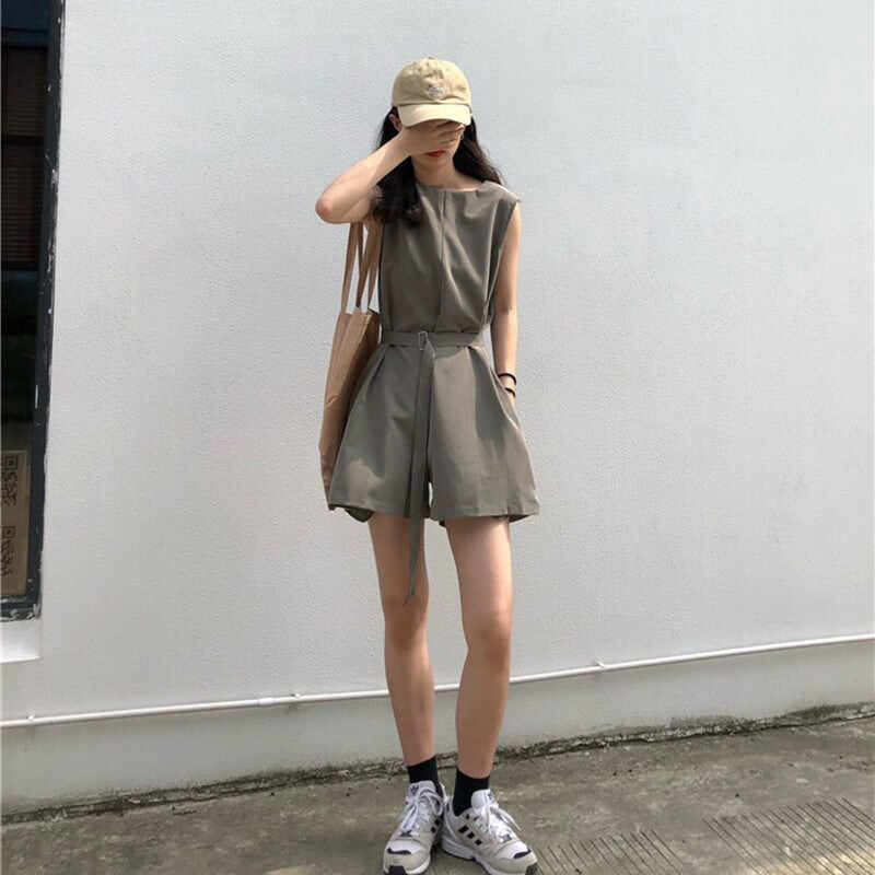 Loose casual jumpsuit women shorts