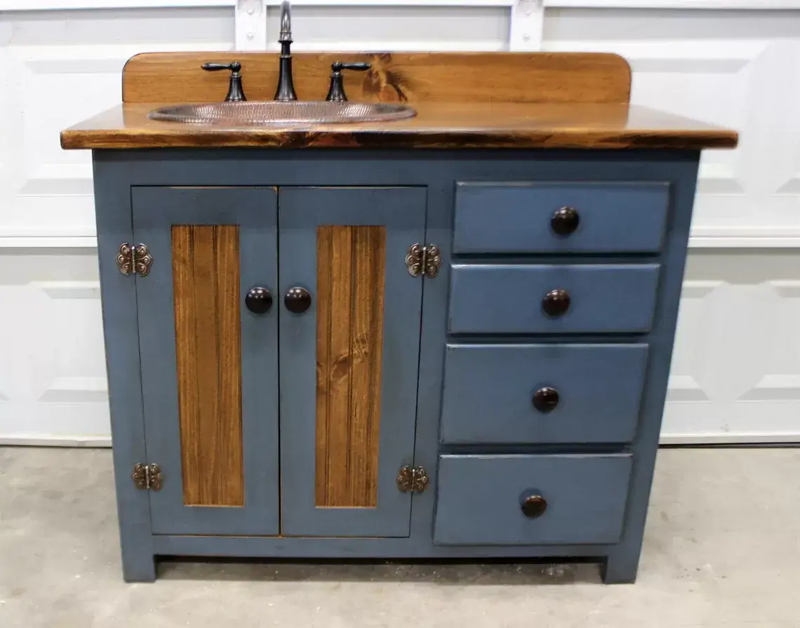 Rustic Farmhouse Vanity - Copper Sink - 42