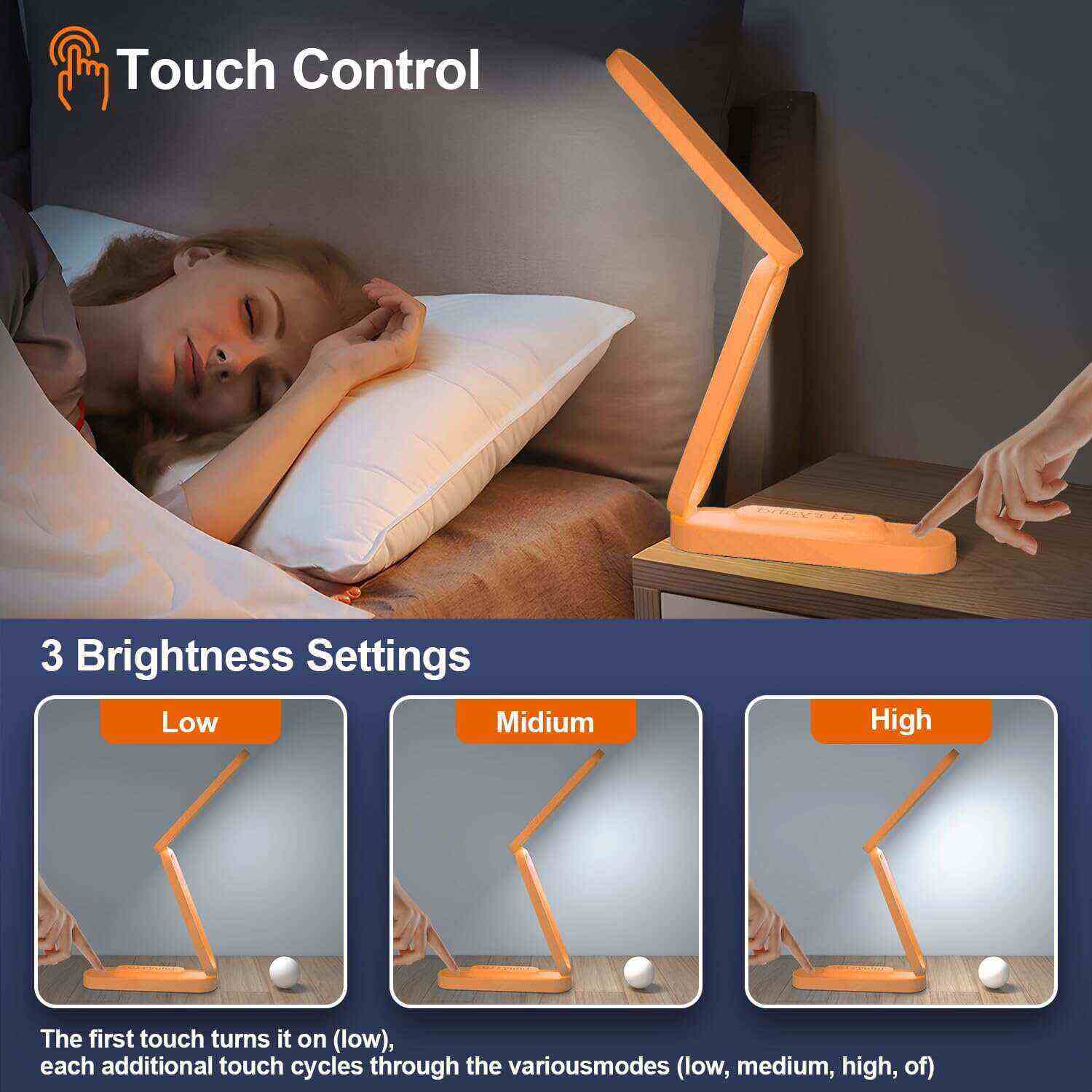 LED Desk Lamp for Office Home & Battery Operated Lamp Rechargeable Lamp Foldable & Portable Light, LED Desk Light Strip, 3 Brightness Dimmable Small Desk Lamp Wireless Reading Lamp