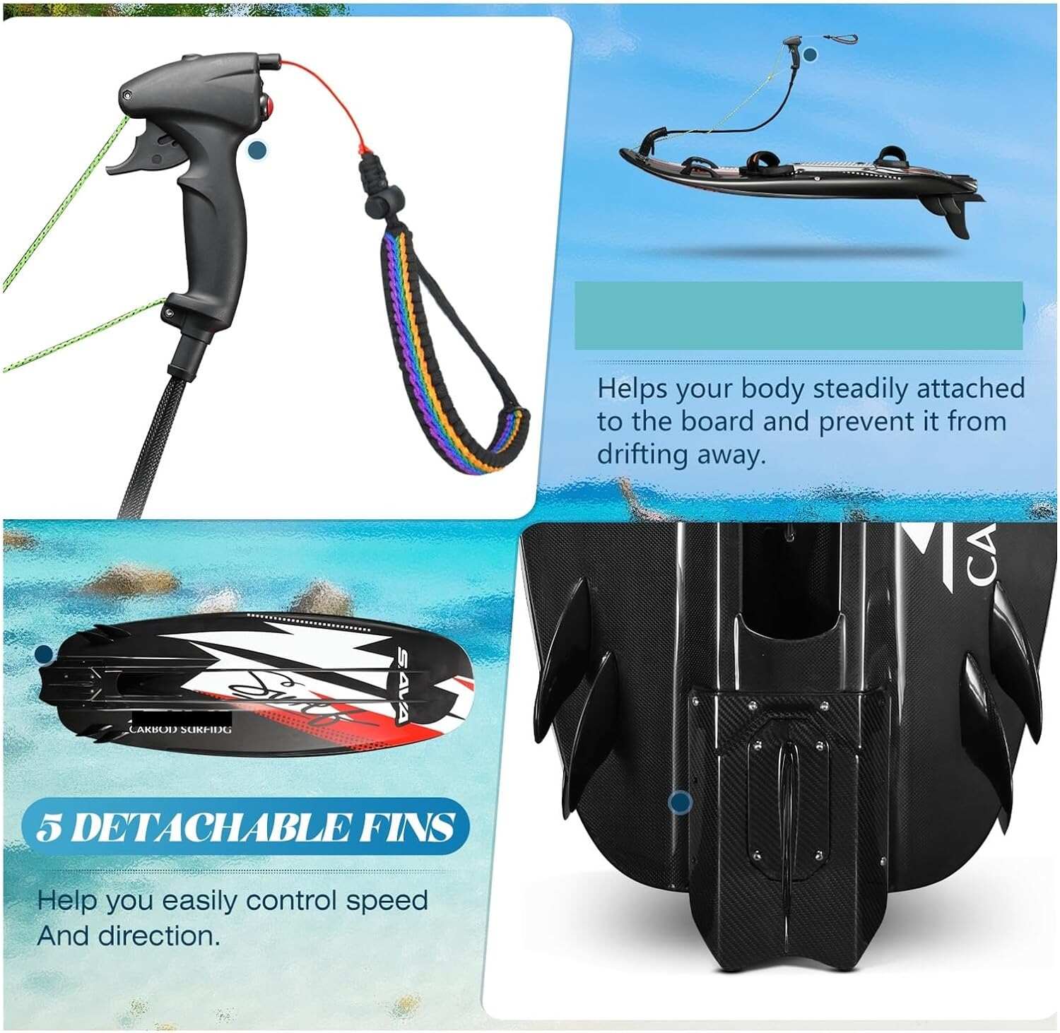 Surfboard Carbon Fibe Surf Jet Surfboard Electric Surfboard 60km/h Jet Surf Electrique Watersports Surfboard Outdoor Recreation