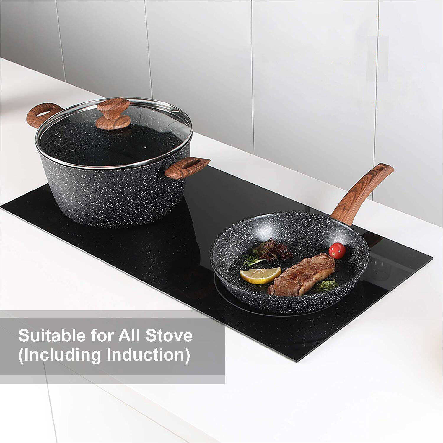 Induction Cookware Sets - 12 Piece Cooking Pan Set