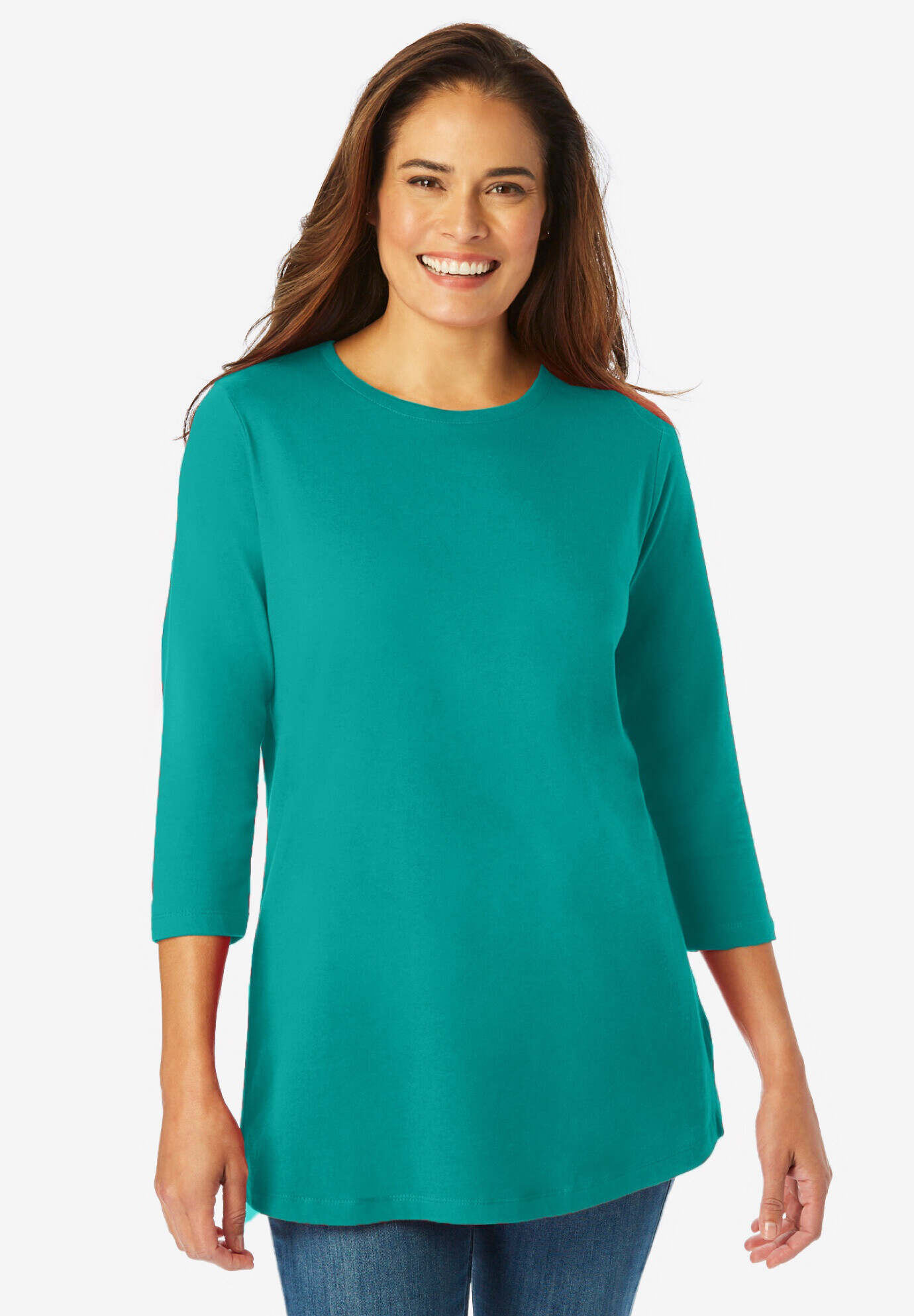 Perfect Three-Quarter Sleeve Crewneck Tee