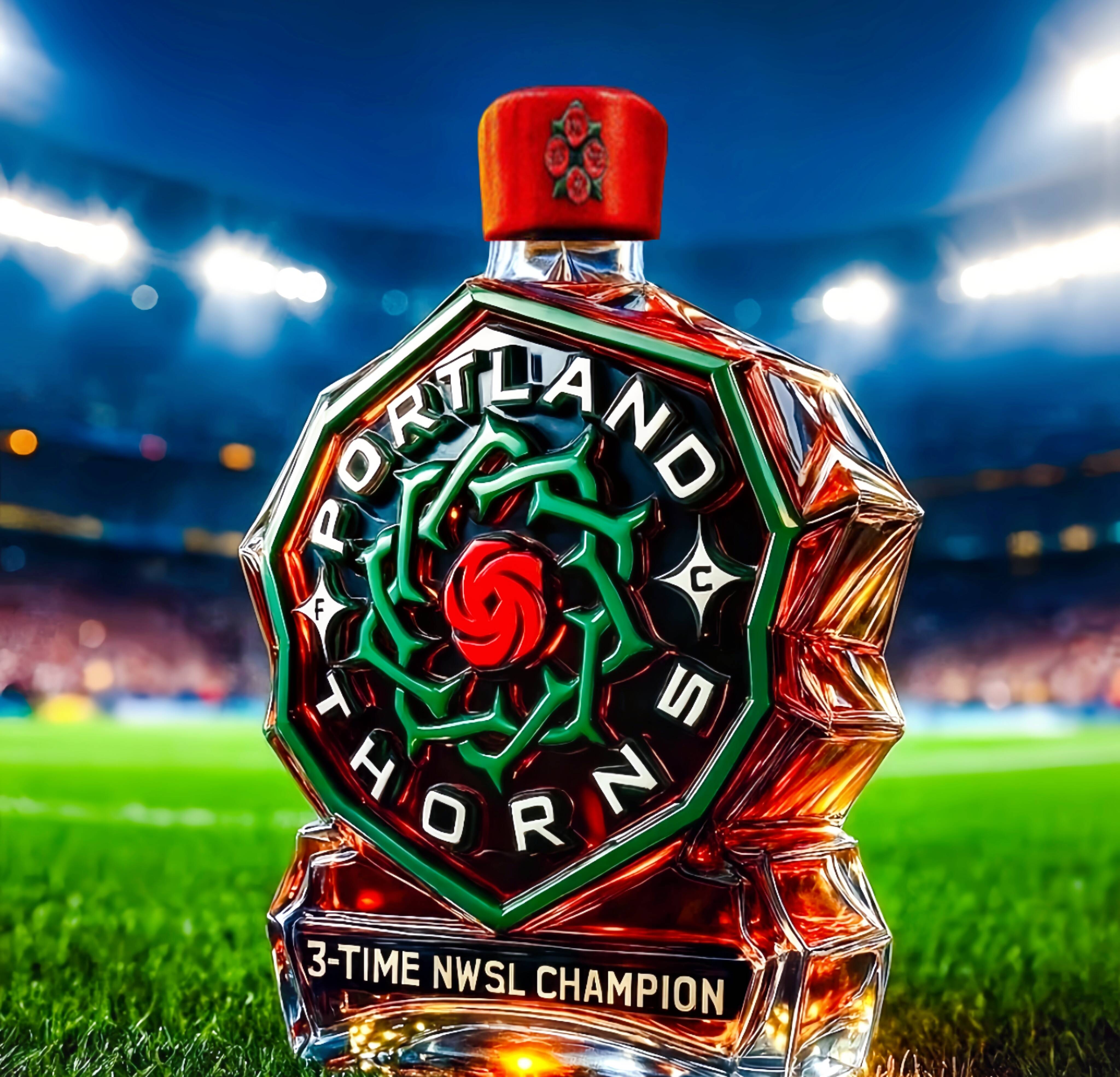 Portland Thorns FC 3-time NWSL champion whiskey bottle