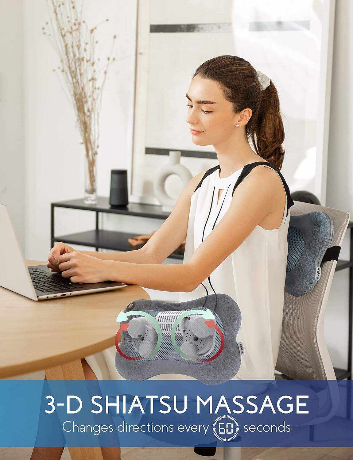 Zyllion Back and Neck Massager with Heat - 3D Deep Tissue Shiatsu Massage Pillow for Chair, Car and Muscle Pain on Whole Body: Shoulders, Calf, Foot, Legs, Arms (NOT Cordless) - Black (ZMA-13-BK)