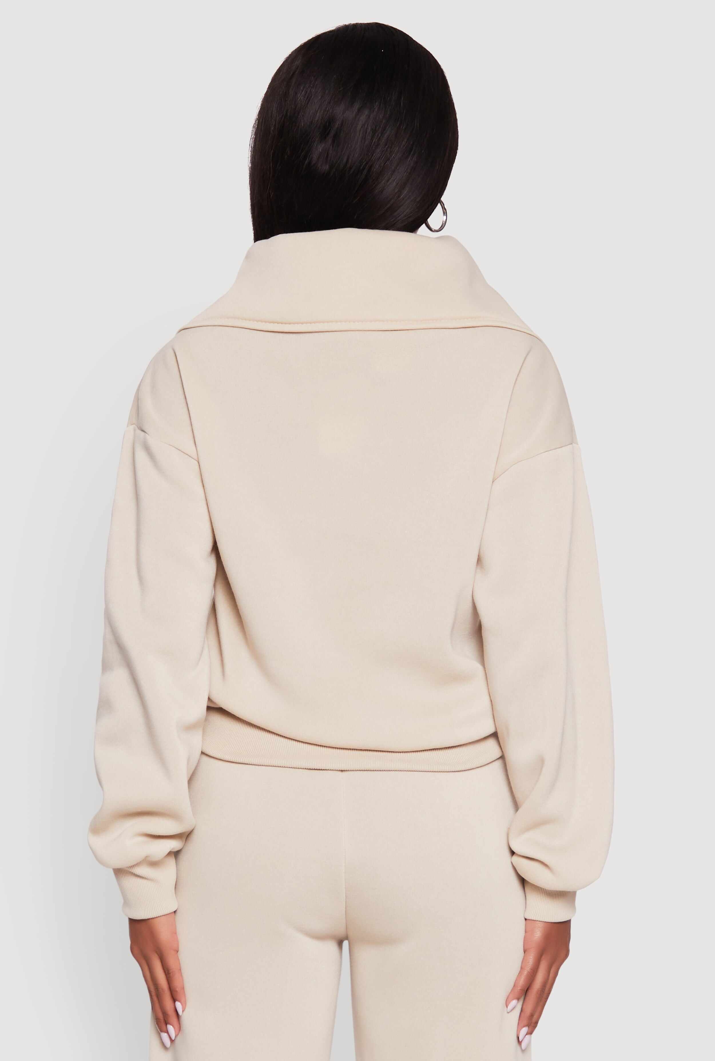 Fleece Collared Quarter Zip Pullover Sweatshirt