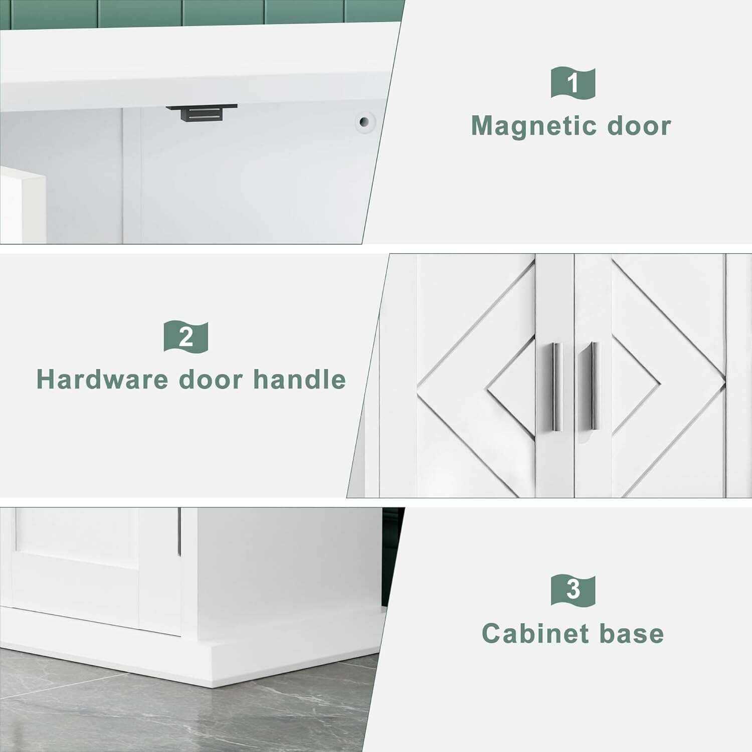 VECELO Freestanding Bathroom Floor Storage Cabinet