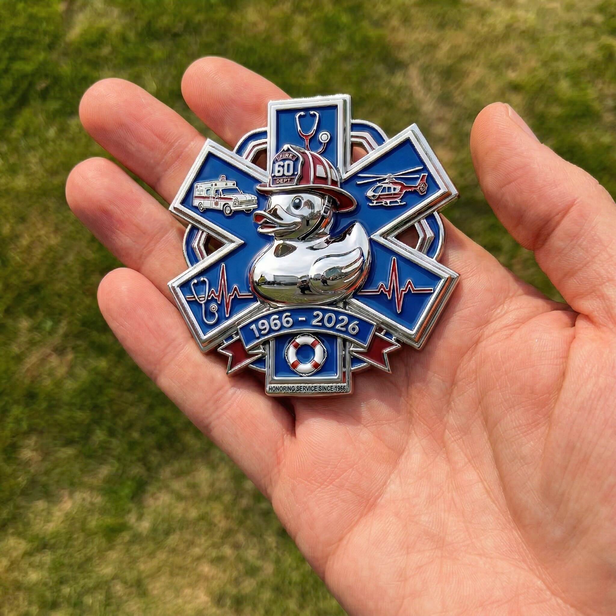 EMS 60th Anniversary Rubber Duck Badge