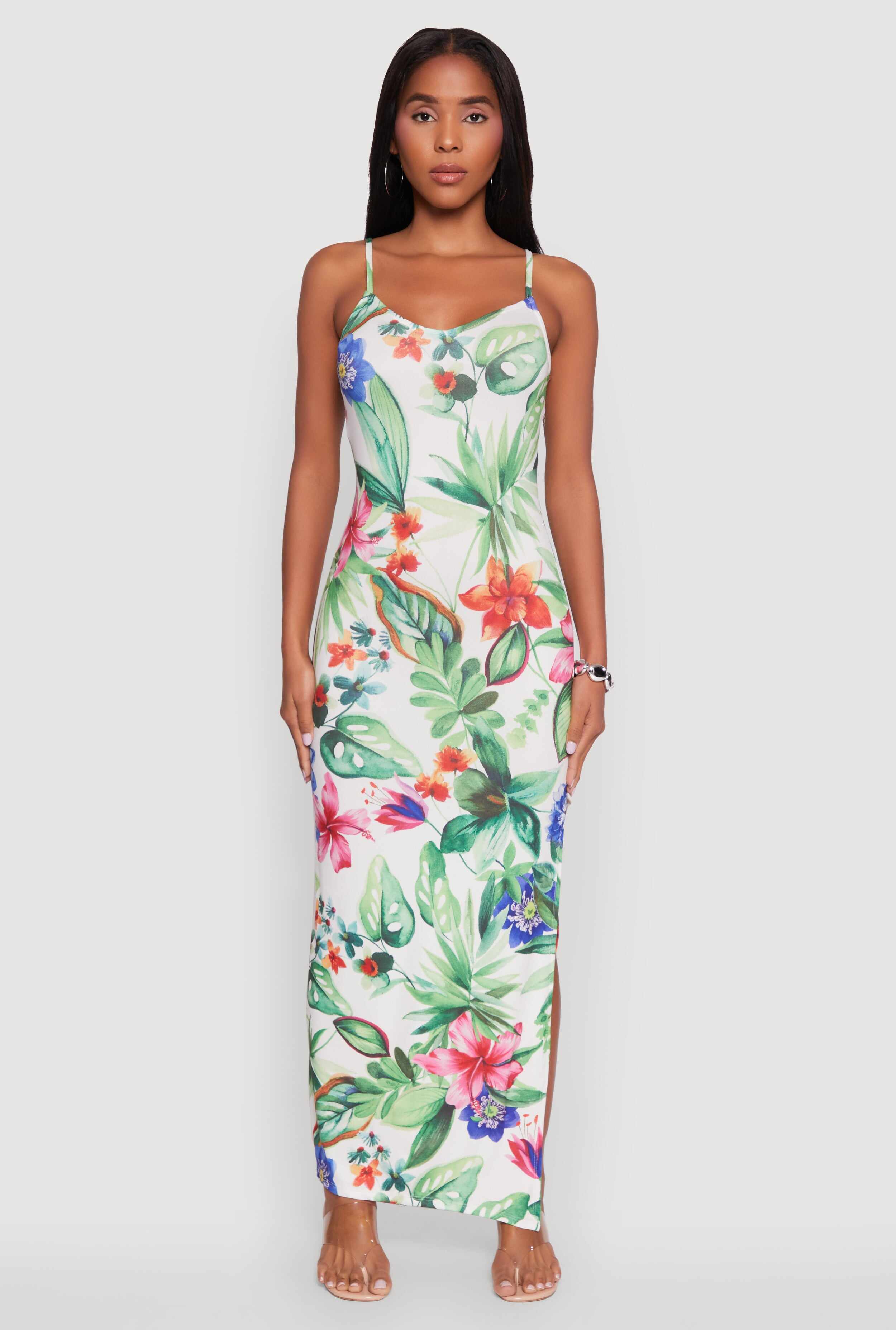 Haute Monde Sleeveless Scoop Neck Floral Maxi Dress