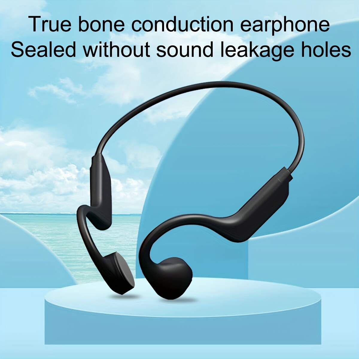 2023 New Upgraded Bone Conduction Earphones True Wireless Open Type Earphones Dual Ear Bone Sensing Sports Earphones Waterproof Sweat Resistant Tape Microphone Induction Conduction Earphones For Running, Cycling, Exercise, Gym Driving Black