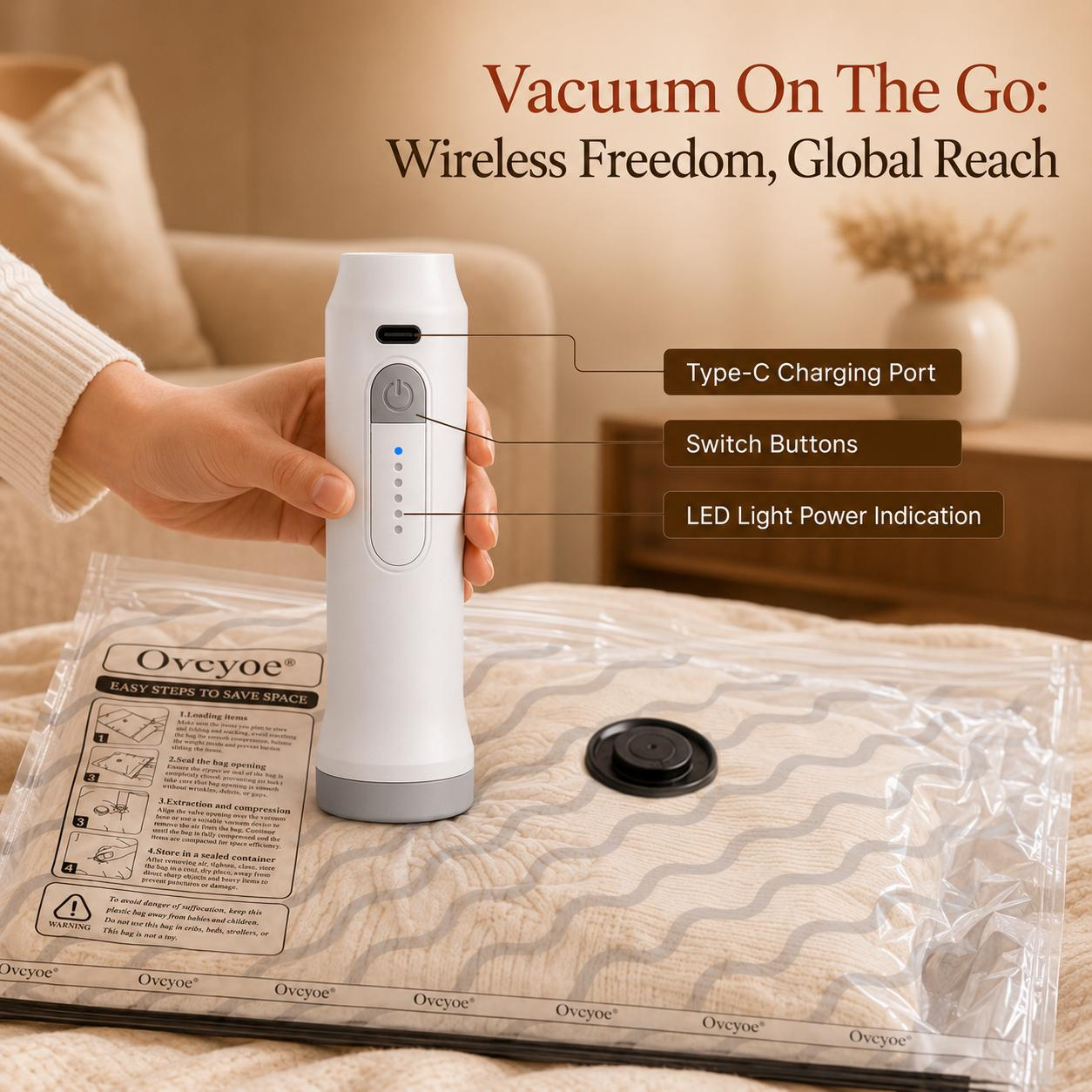 🔥Hot Sale 69% OFF✨[2026 Upgraded] X7 Cordless Travel Vacuum Bag SetVacuum Bags for Travel withRechargeable air Pump