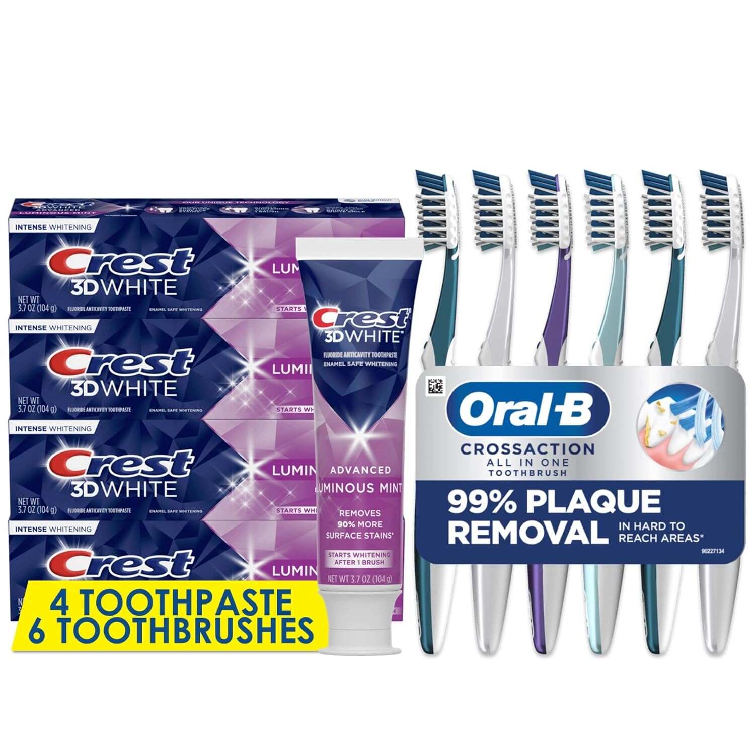 Oral-B CrossAction All In One Soft Toothbrushes, Deep Plaque Removal, 6 Count