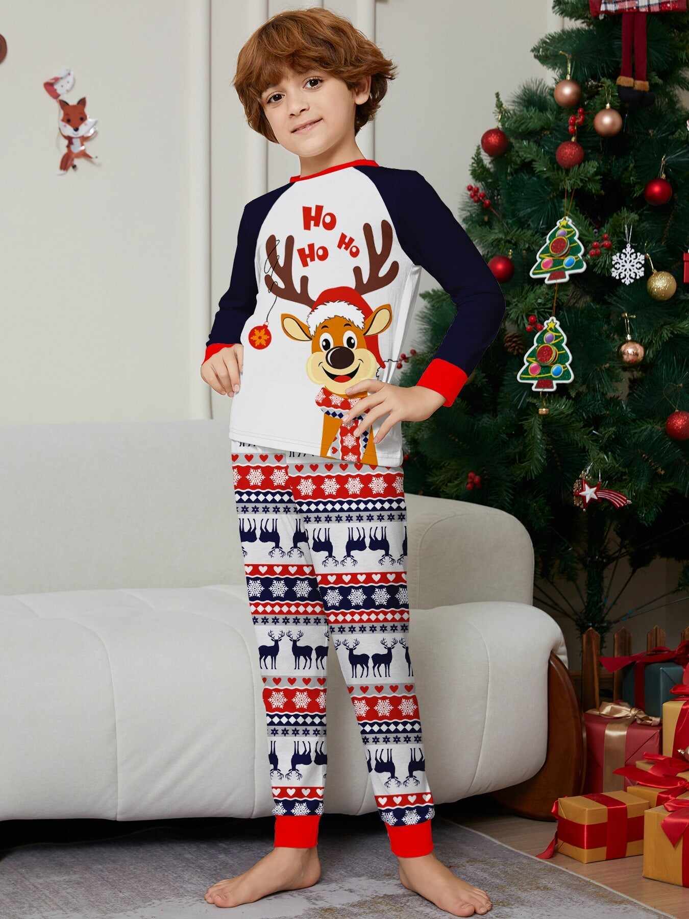 Family Christmas Pajama Matching Set with Moose Monogramming