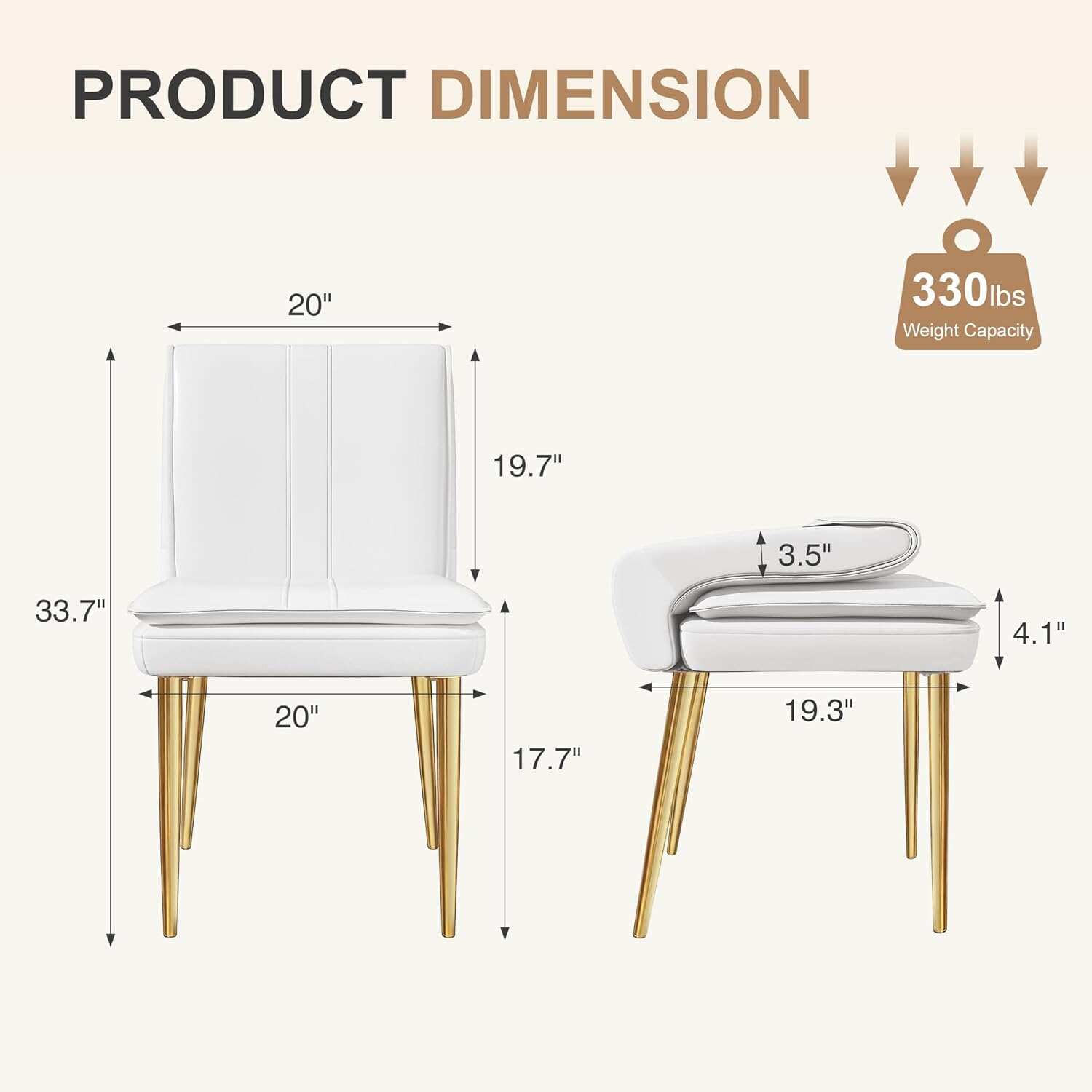 VECELO Upholstered PU Dining Chairs Set of 2