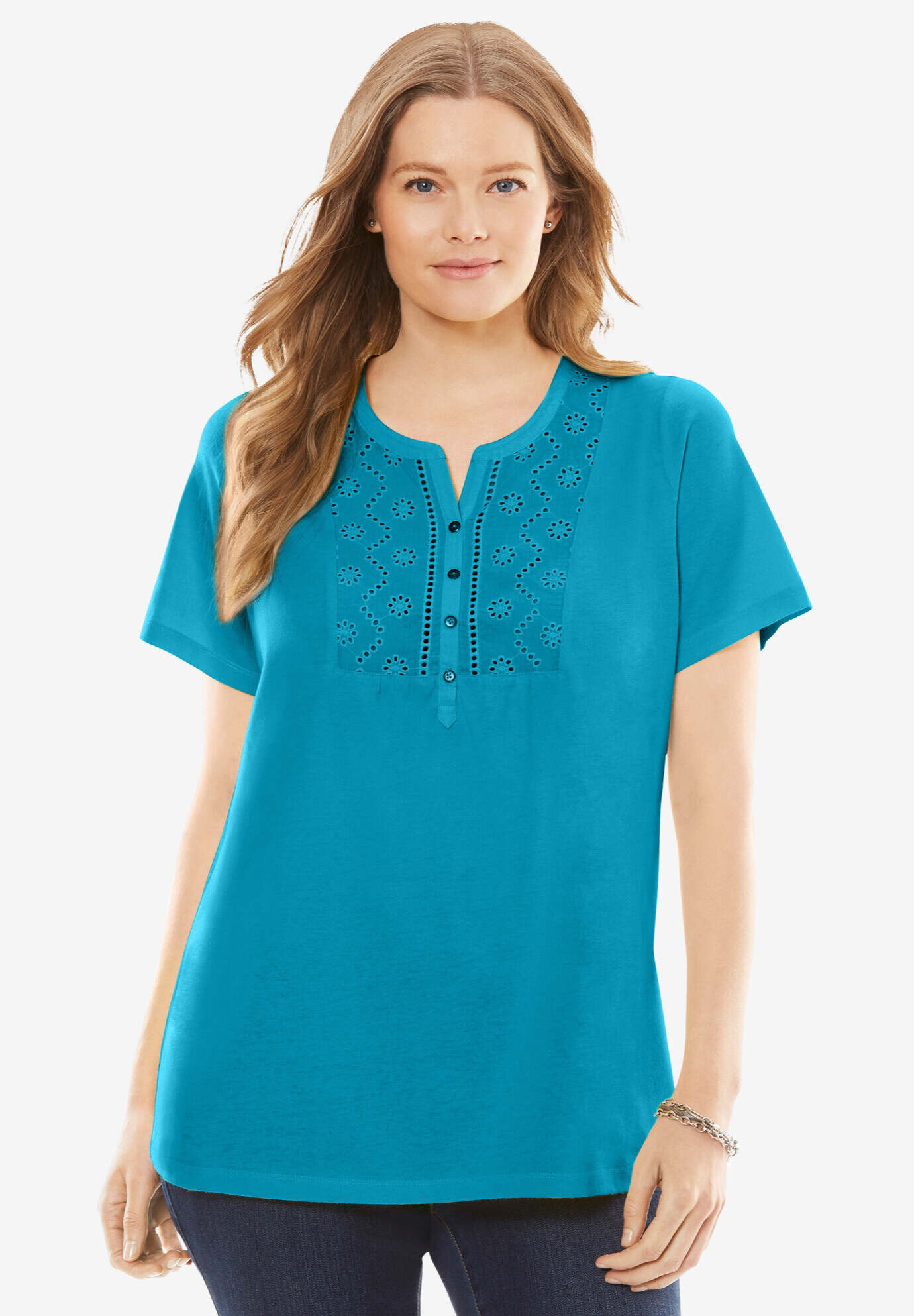 Eyelet Henley Tee