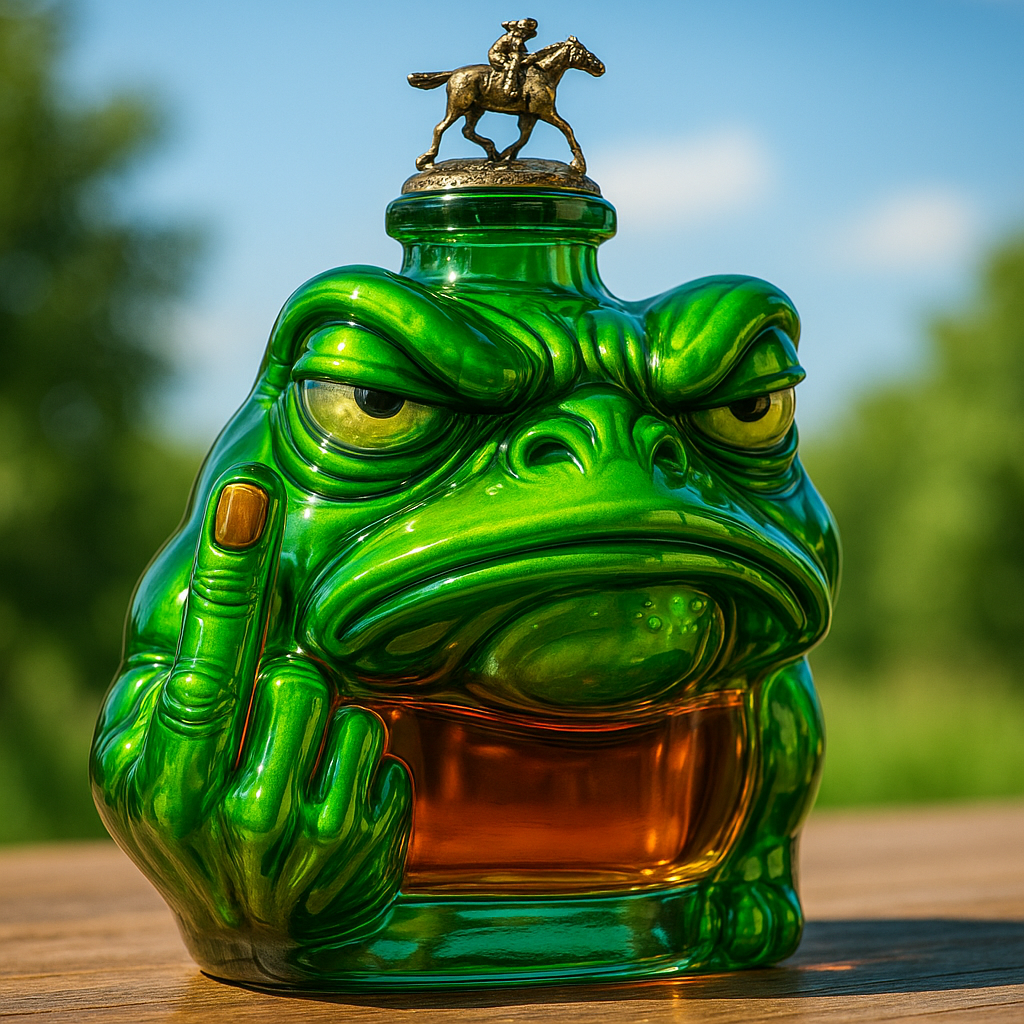 Funny Middle Finger Frog Whiskey Bottle