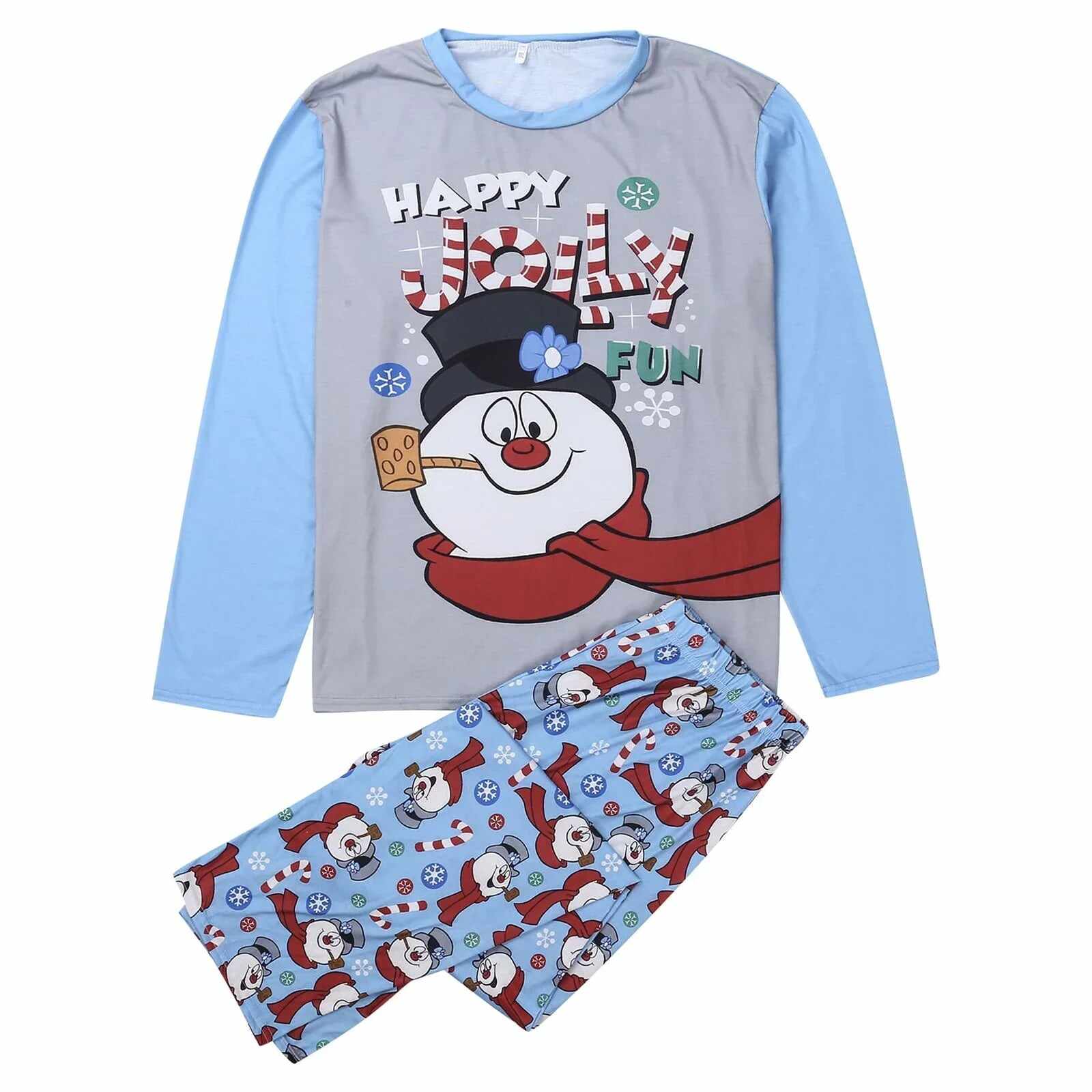 Family Matching Christmas Snowman Pajama Set Cute Cartoon Prints