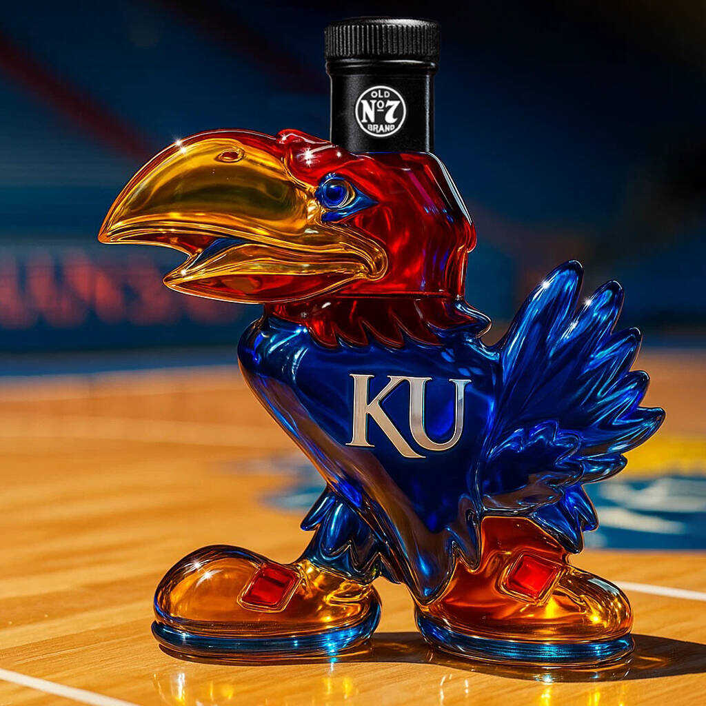 KU Jayhawk Whisky Bottle