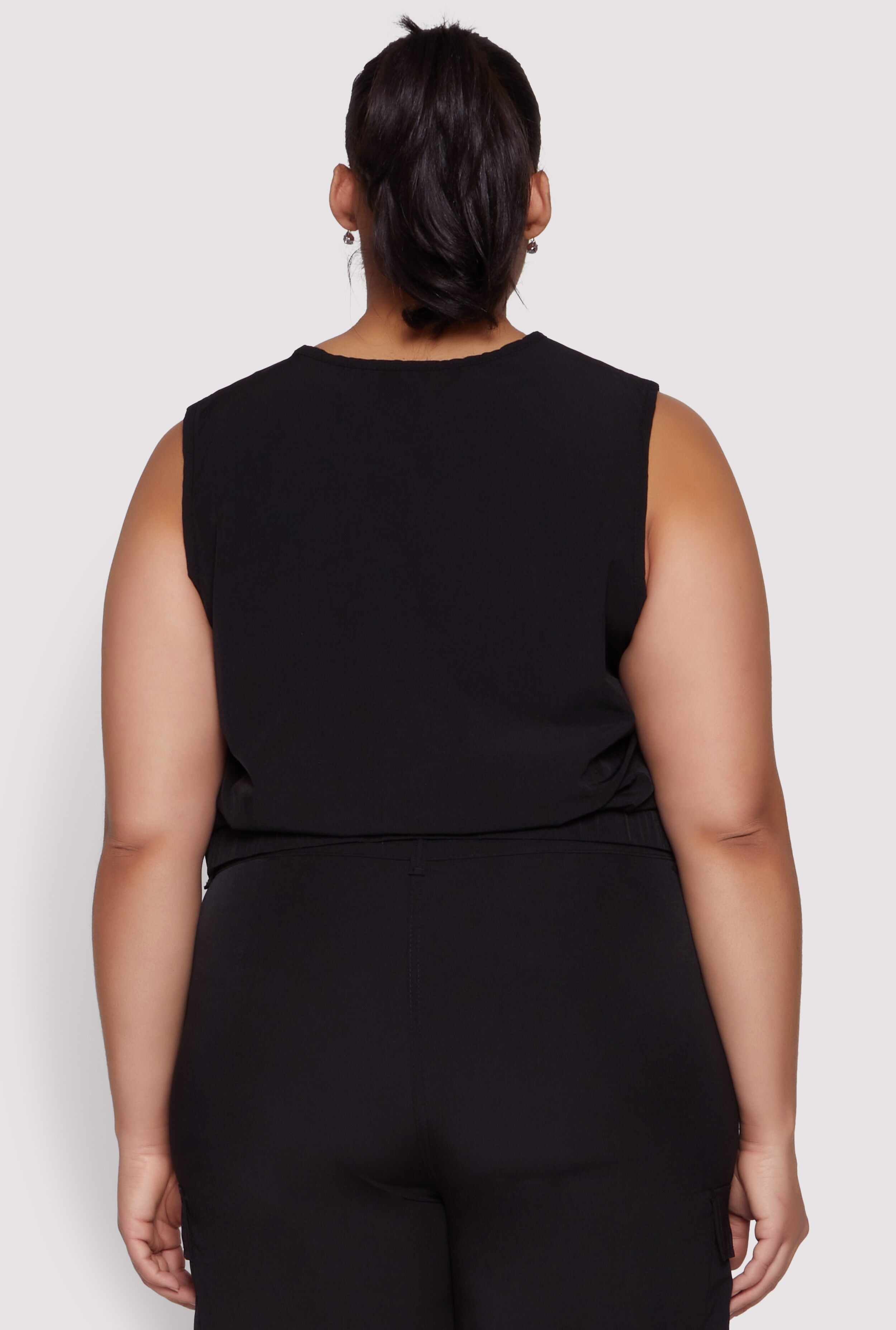 Plus Size Nylon Utility Zip Front Vest