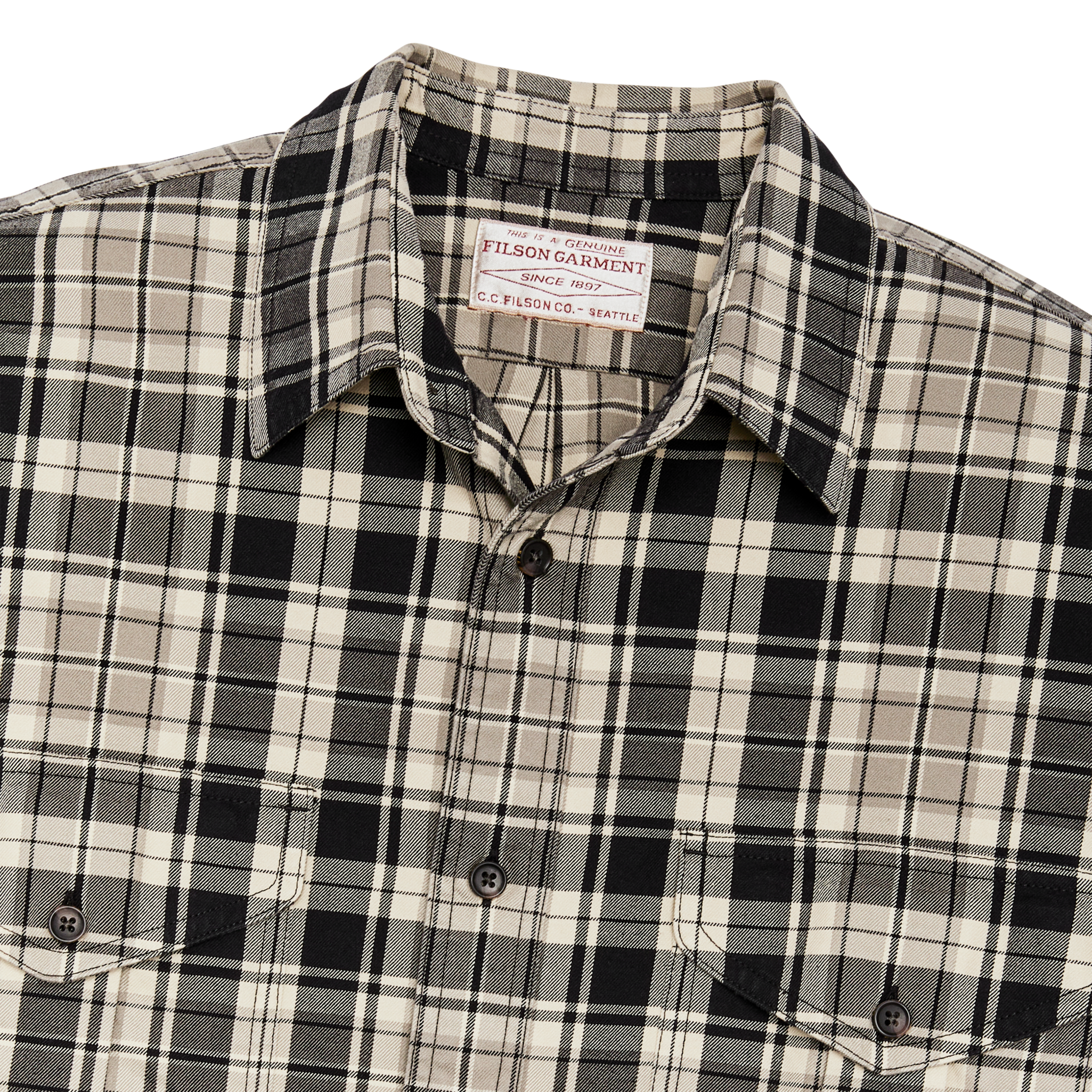 Lightweight Alaskan Guide Shirt - Cream / Black / Gray Plaid