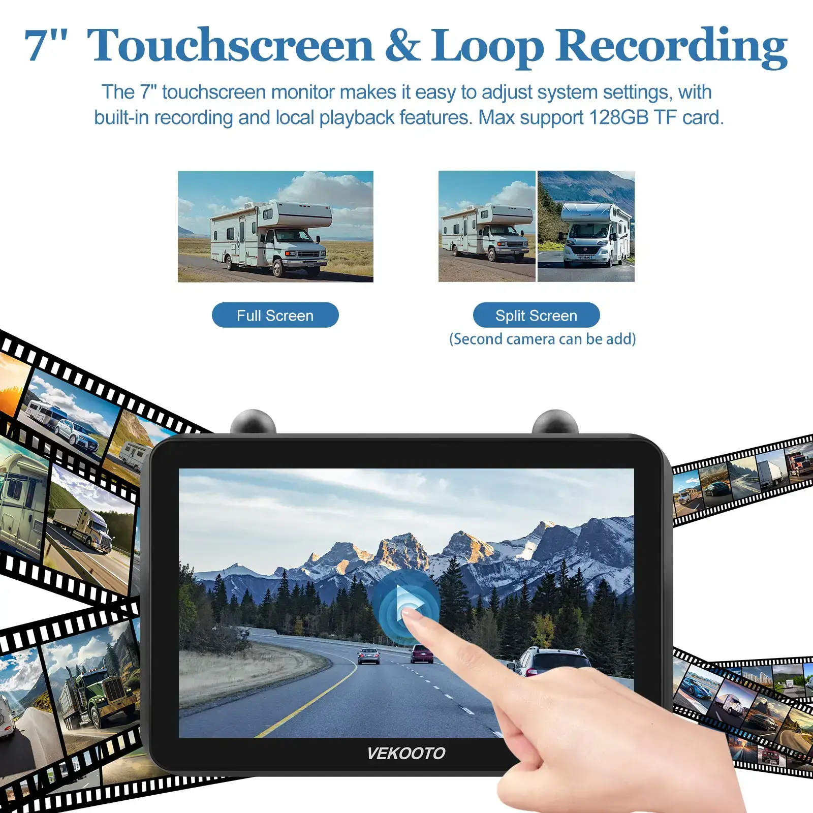 Magnetic Solar Wireless Backup Camera 7'' IPS Touchscreen Monitor HD1080P No Wiring Rechargeable Camera for RV Trailer Camper Car Blind Spot Truck Automotive Backup Camera for Truck IP69 Waterproof IR Night Vision SummerVibes farmer