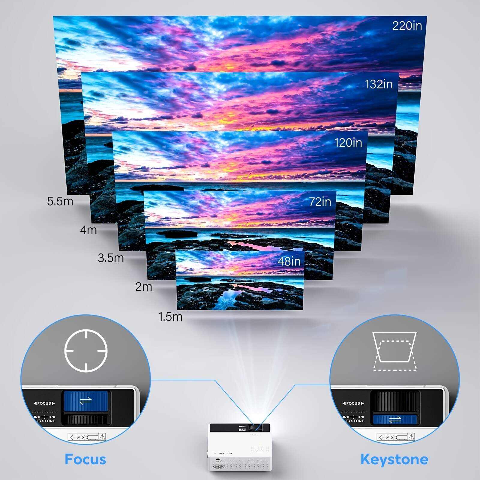 1pc Ubottey Projector 2000 Lumens With 100