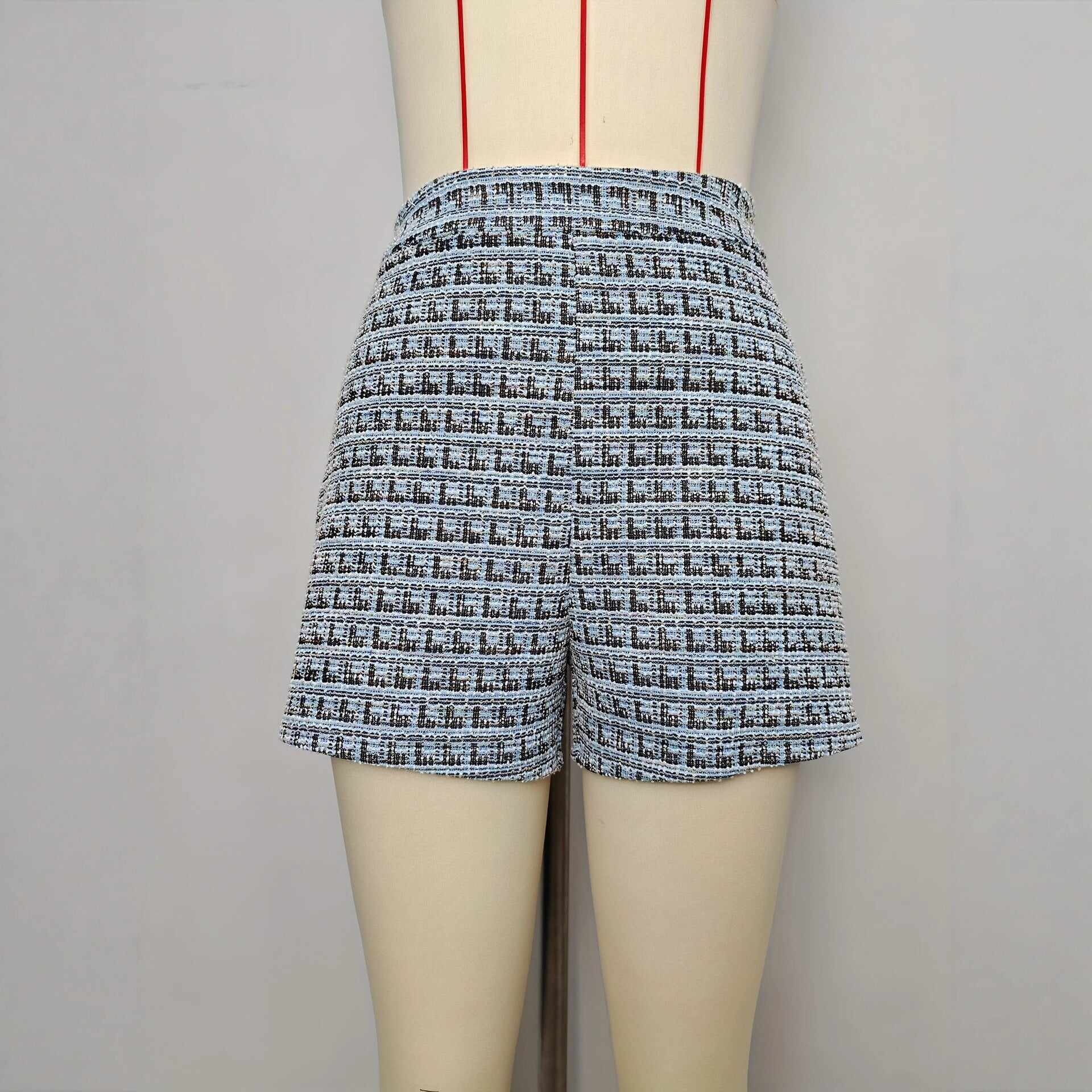 Fashionable Plaid Knitted Shorts For Women